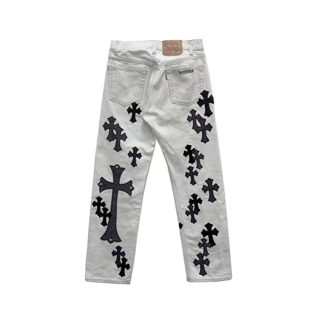 Chrome Hearts Chrome Hearts Silver Cross Patches Light Gray Jeans Size 27" / US 4 / IT 40 - 2 Thumbnail