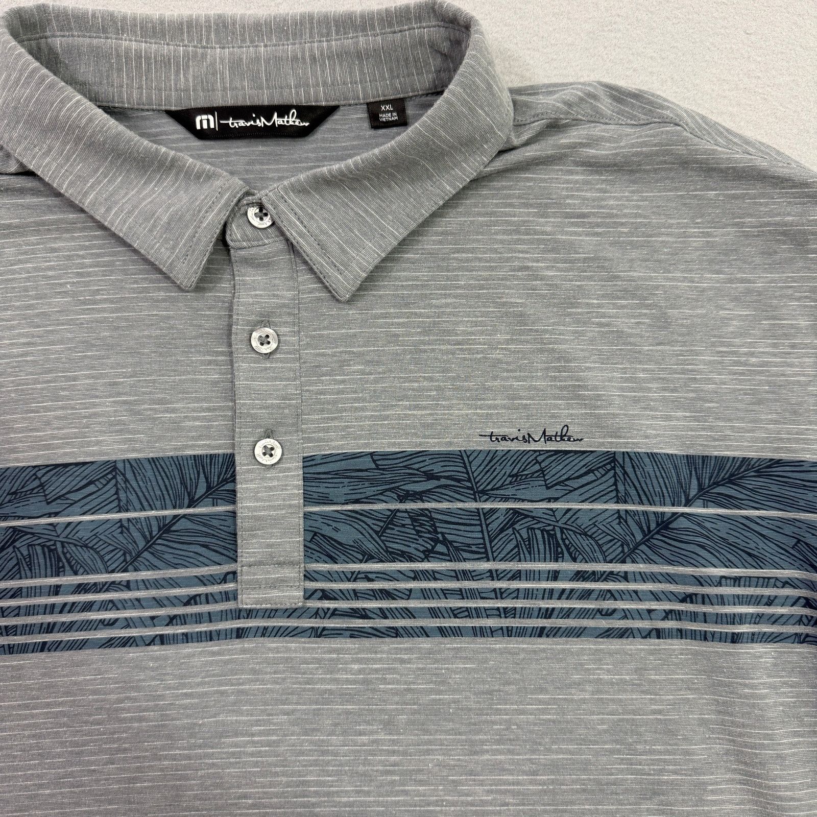 TravisMathew TravisMathew River Town Golf Polo Shirt Men's 2XL Gray Blue Size US XXL / EU 58 / 5 - 4 Thumbnail