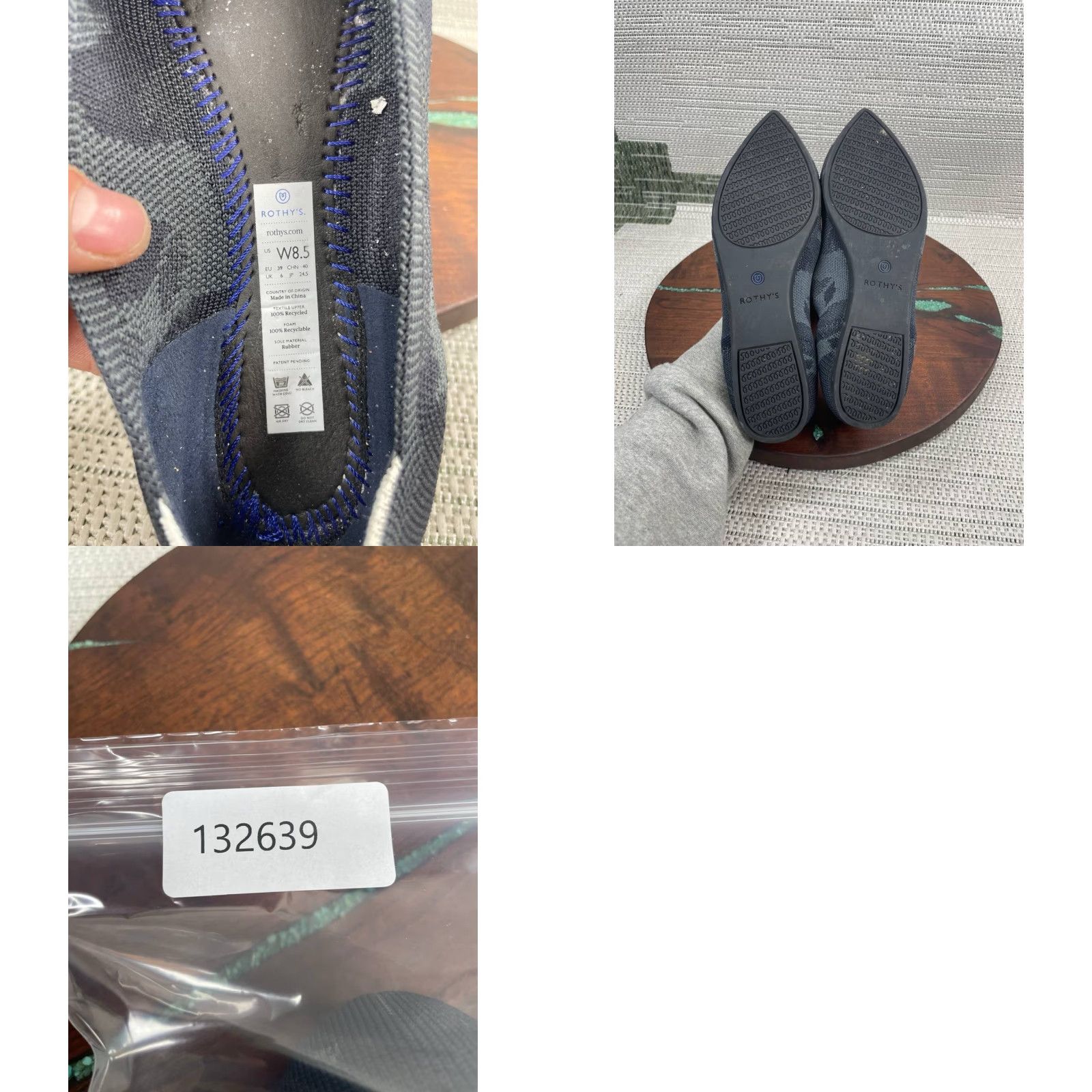 Rothy's Rothy’s Flat Womens Size 8.5 The Point Dark Grey Camo Ballet Pointed Toe Slip On Shoes Women Casual Knit Textile Rubber Lining Logo M Size US 6 / IT 36 - 8 Thumbnail