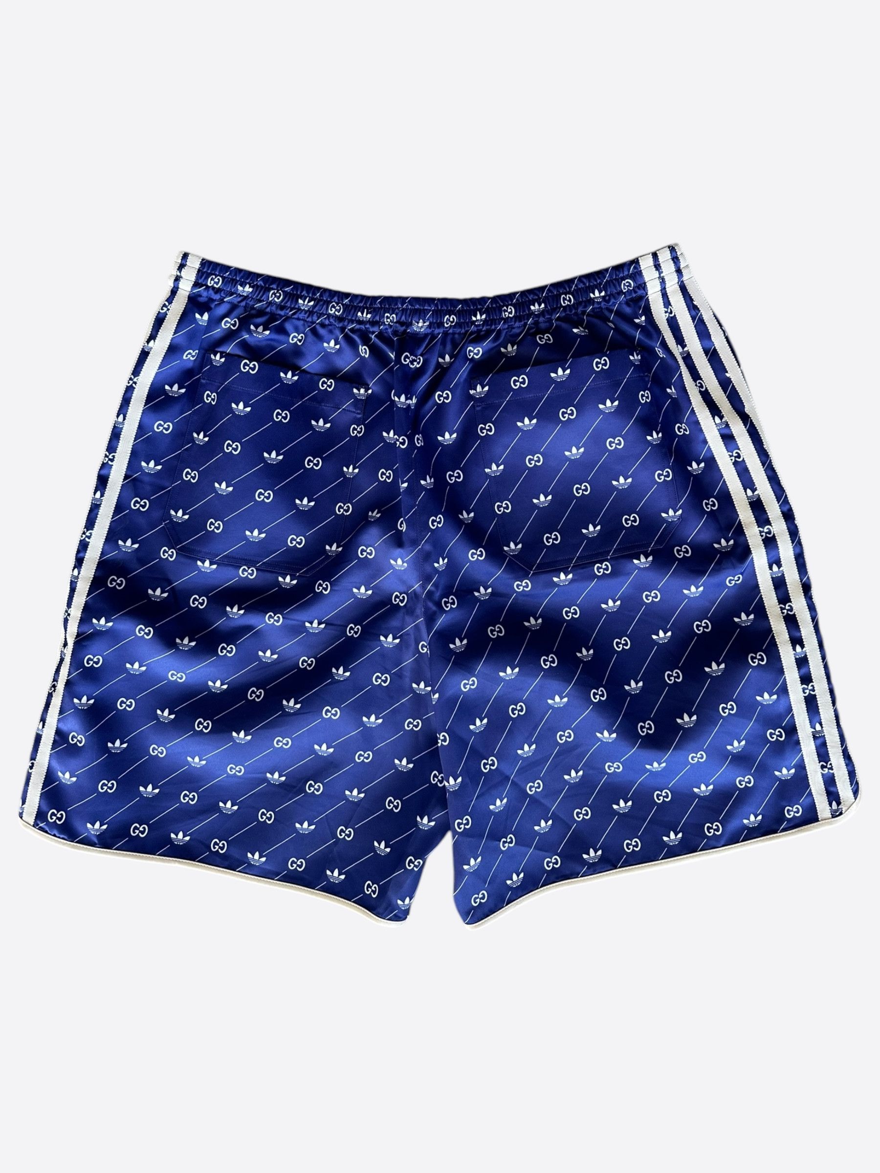 Adidas × Gucci Gucci Adidas Blue & White Monogram Track Shorts Size US 36 / EU 52 - 2 Thumbnail