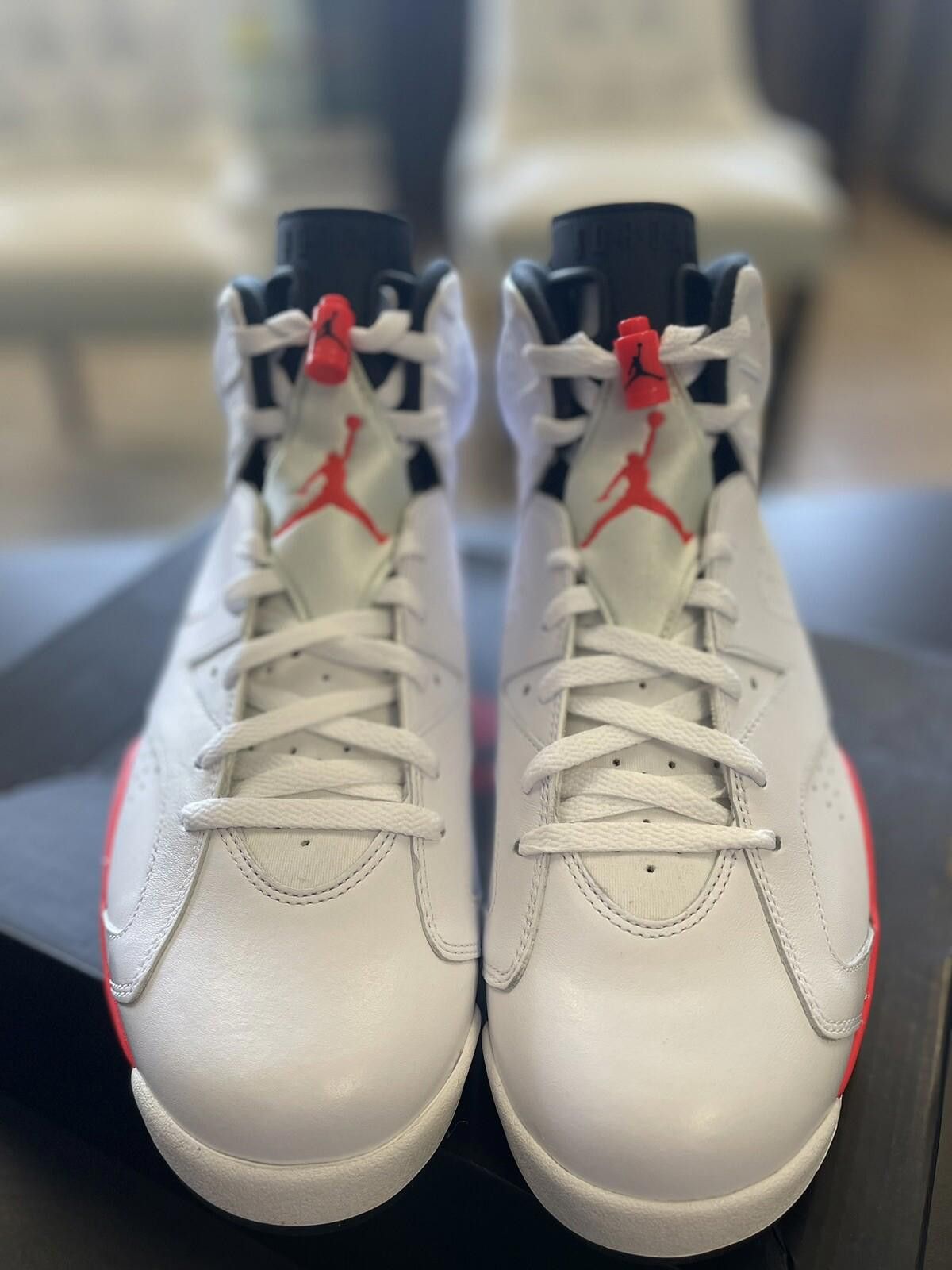 Jordan Brand Size 12 - Air Jordan 6 Retro White/Infrared 384664-123 Size US 12 / EU 45 - 9 Thumbnail
