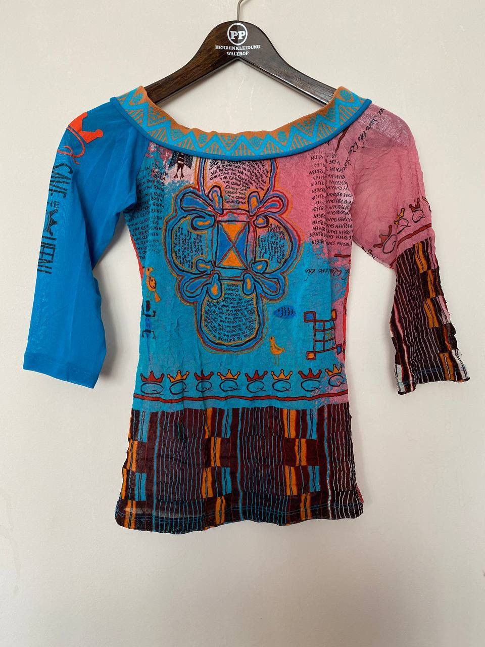 Japanese Brand Save The Queen Mesh Shoulder Off Multicolor Top y2k Size L Size L / US 10 / IT 46 - 1 Thumbnail