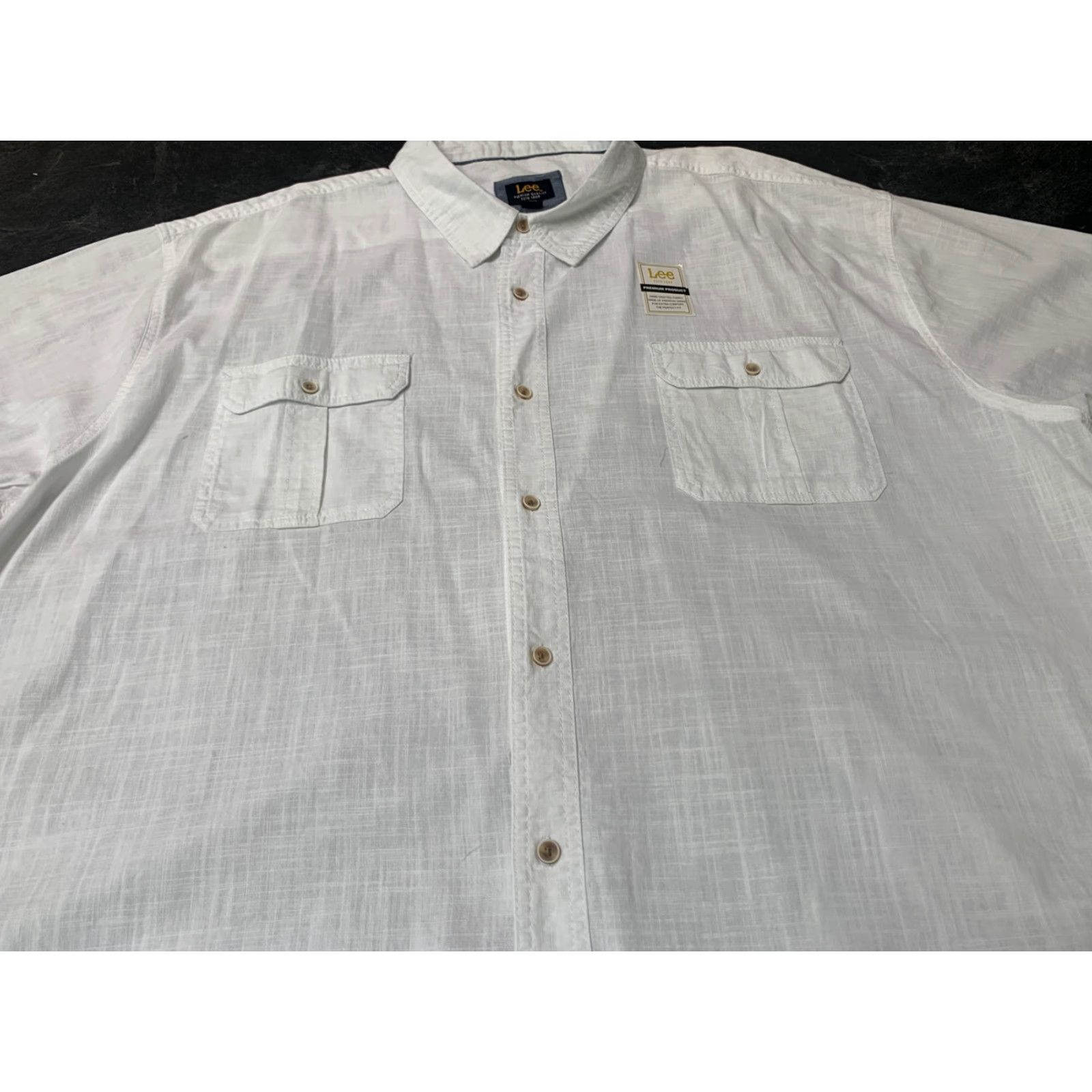 Lee LEE 4XL White Cotton Short Sleeve Button-Up Shirt Mens Size US XXL / EU 58 / 5 - 2 Thumbnail