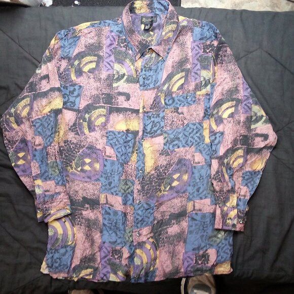 Vintage Vintage Reputation Abstract Geometric Silk Button Shirt Size US L / EU 52-54 / 3 - 2 Thumbnail