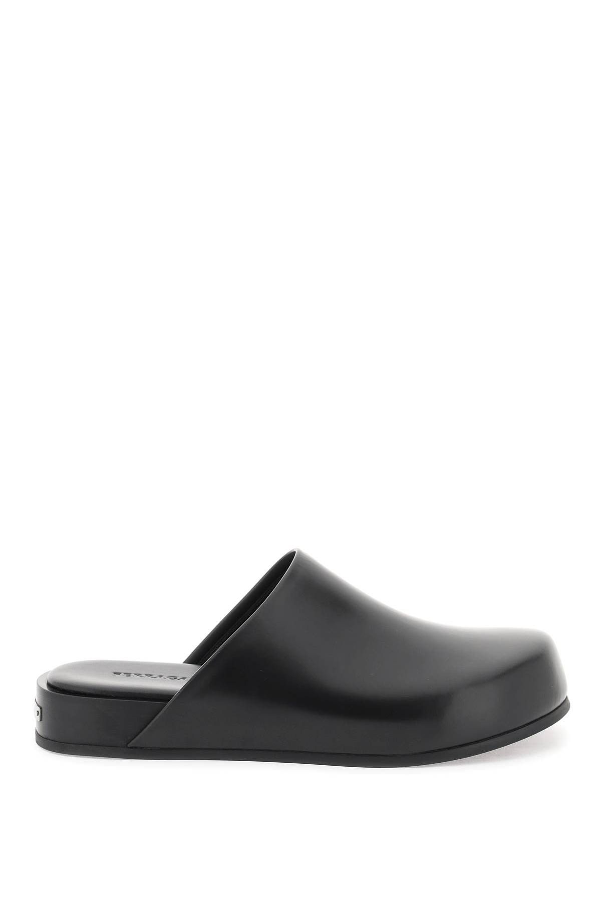 image of Salvatore Ferragamo Ferragamo Smooth Leather Clogs Shoes in Royale Nero, Men's (Size 7)