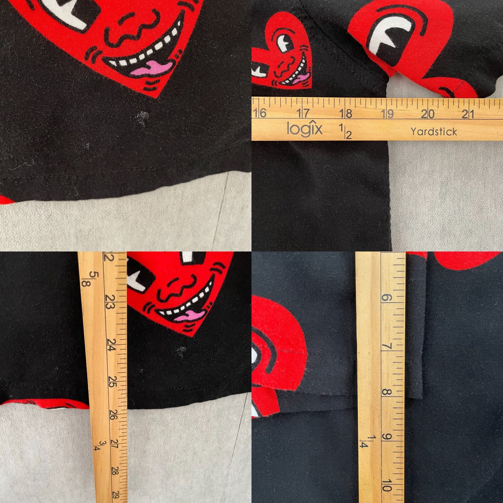 Vintage Keith Haring Shirt Adult Small Black Red Heart Face Print Button Up Rayon Mens S Size US S / EU 44-46 / 1 - 8 Thumbnail