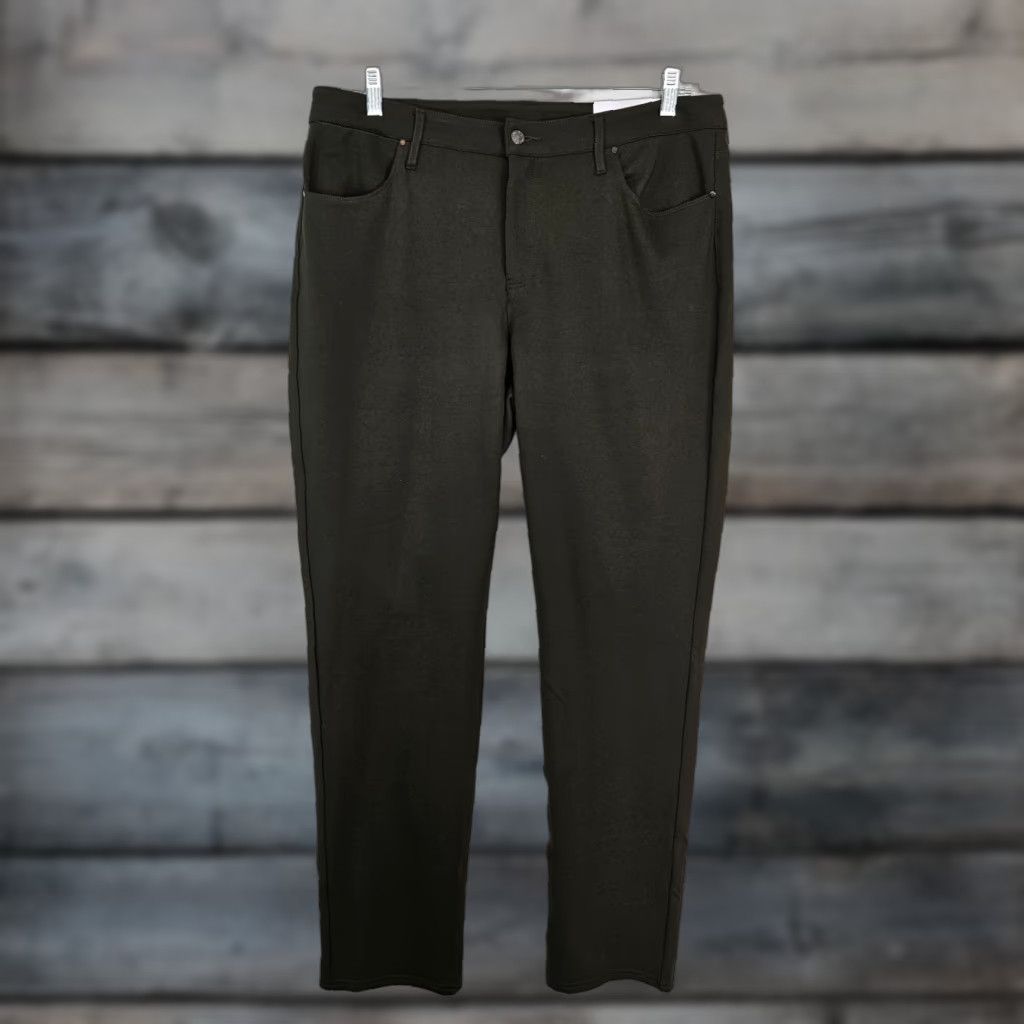 Chicos Womens Ponte Slim Leg Pants Sz 14 Green High Rise