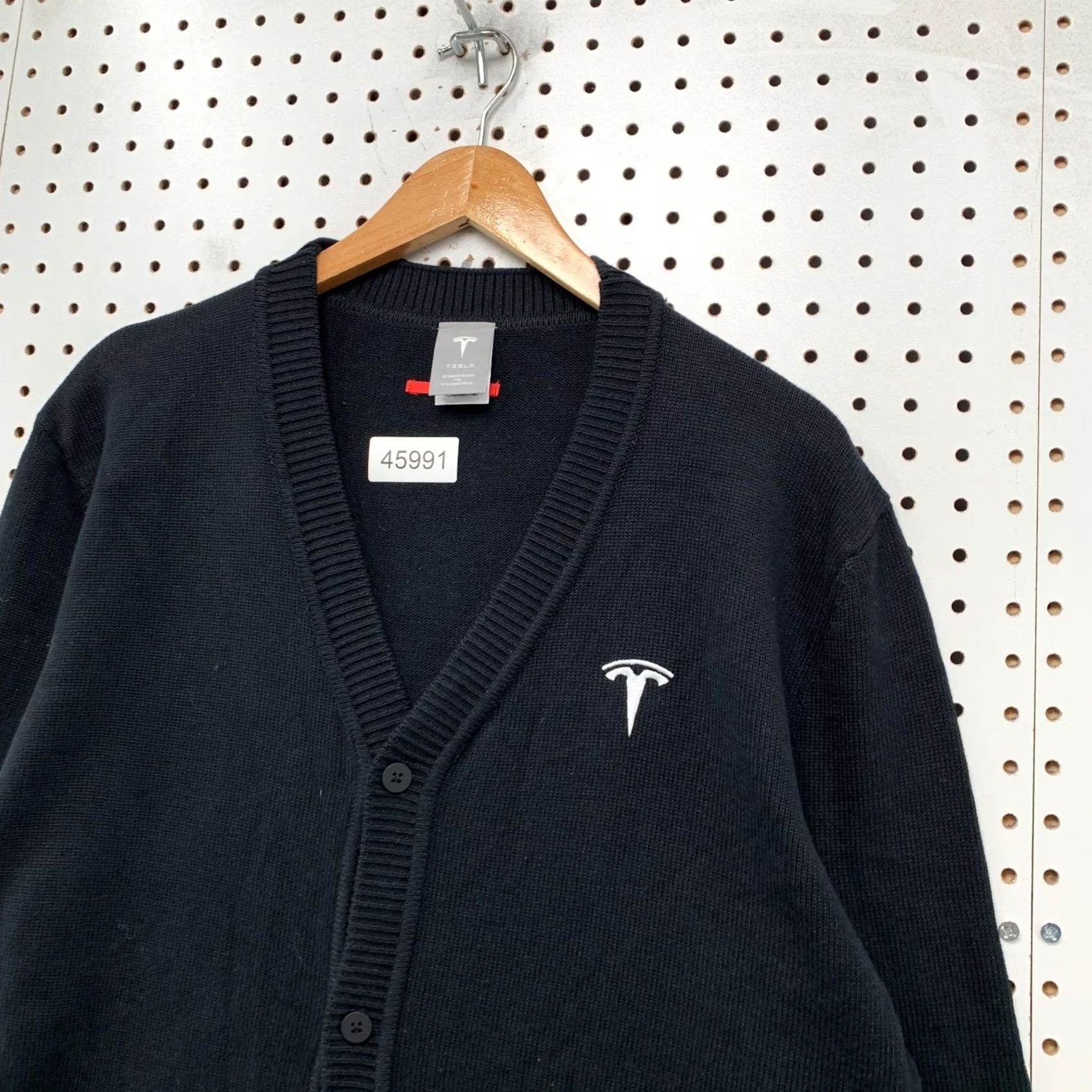 Vintage Tesla Cardigan Sweater Mens Large Black Embroidered Logo Button Electric Car Size US L / EU 52-54 / 3 - 6 Thumbnail
