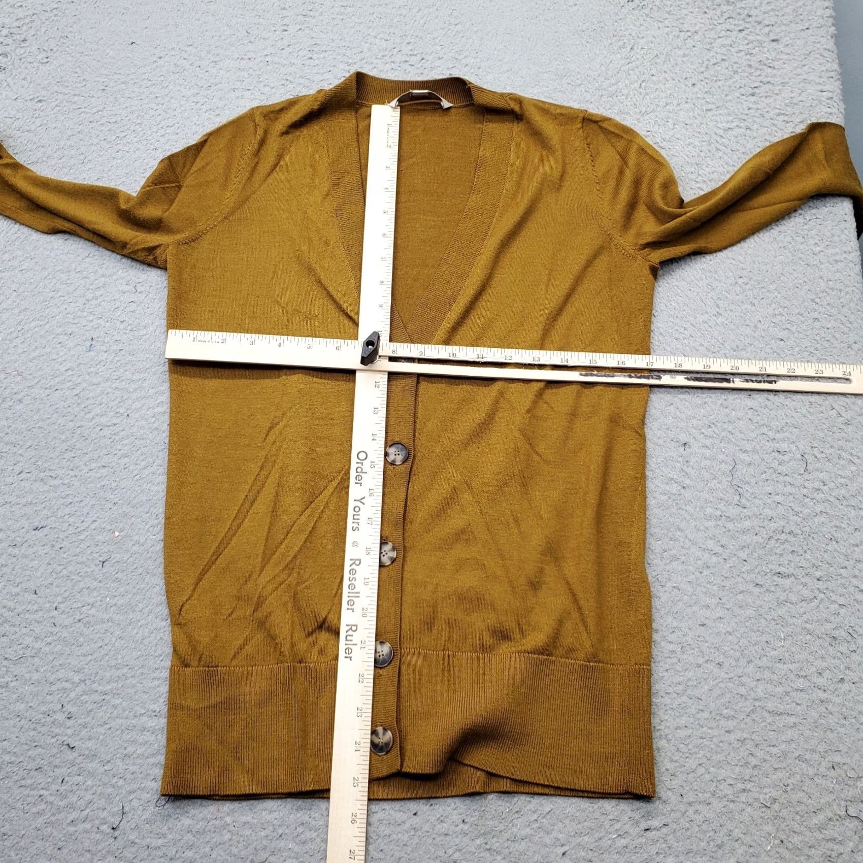 Loft LOFT Cardigan Sweater Womens S Gold Knit Long Sleeve Deep V-Neck Button Front Size S / US 4 / IT 40 - 3 Thumbnail