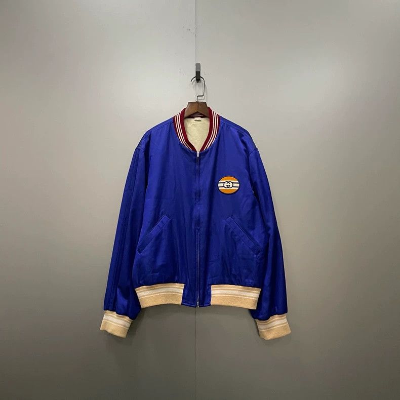 Gucci Gucci Blue tiger-head embroidered zip jacket | Grailed