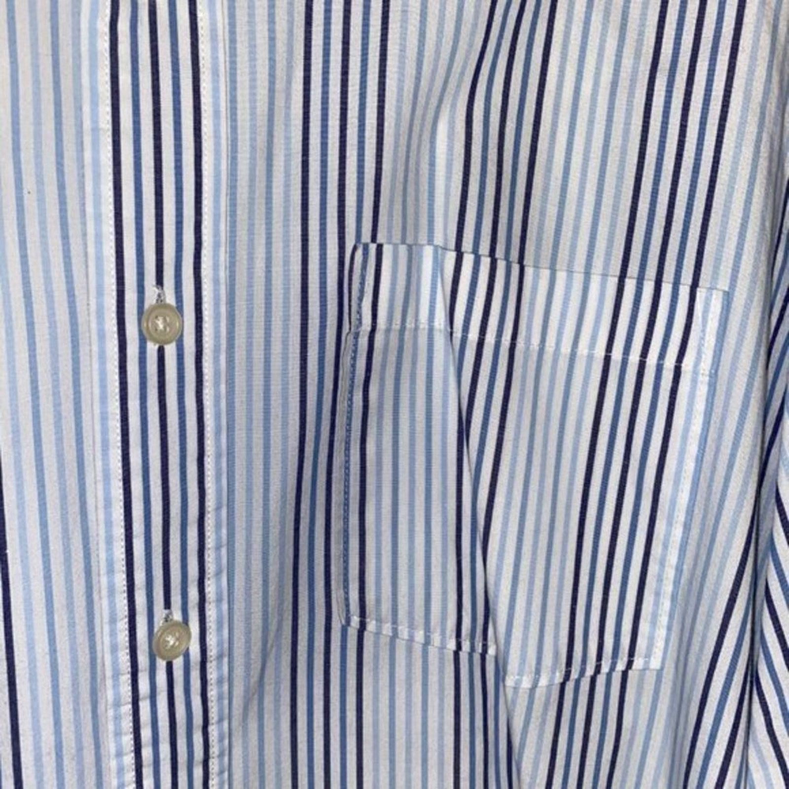 Sonoma Sonoma White Blue Stripe Long Sleeve Button Down Shirt Large Size US L / EU 52-54 / 3 - 4 Thumbnail