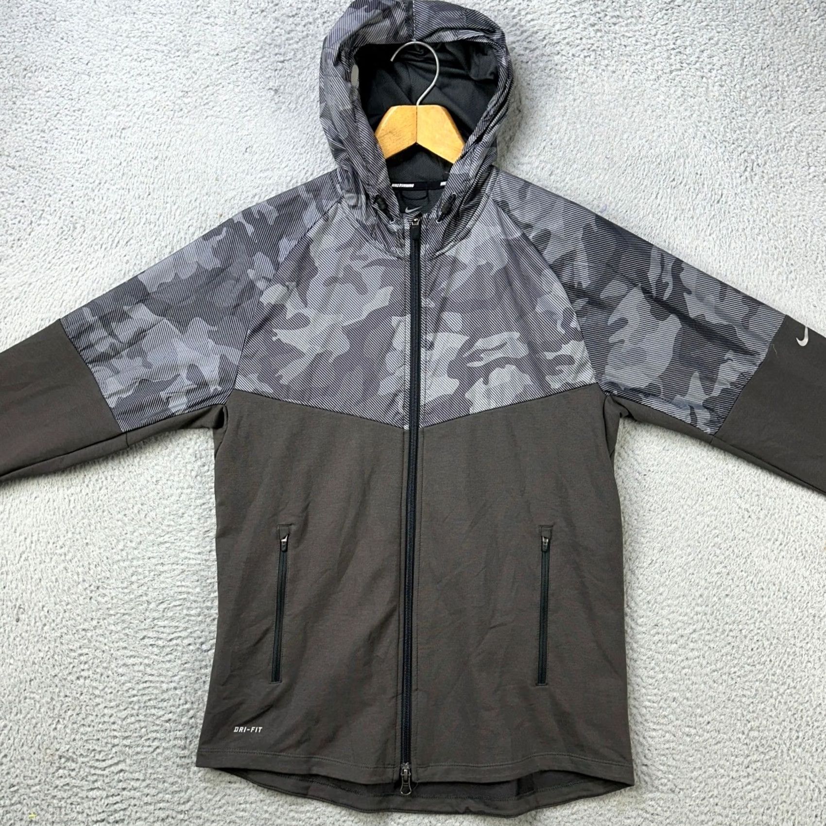 Nike Nike Dri-FIT Running Jacket Full Zip Hoodie Womens Medium Blue Camouflage Pocket Size M / US 6-8 / IT 42-44 - 3 Thumbnail