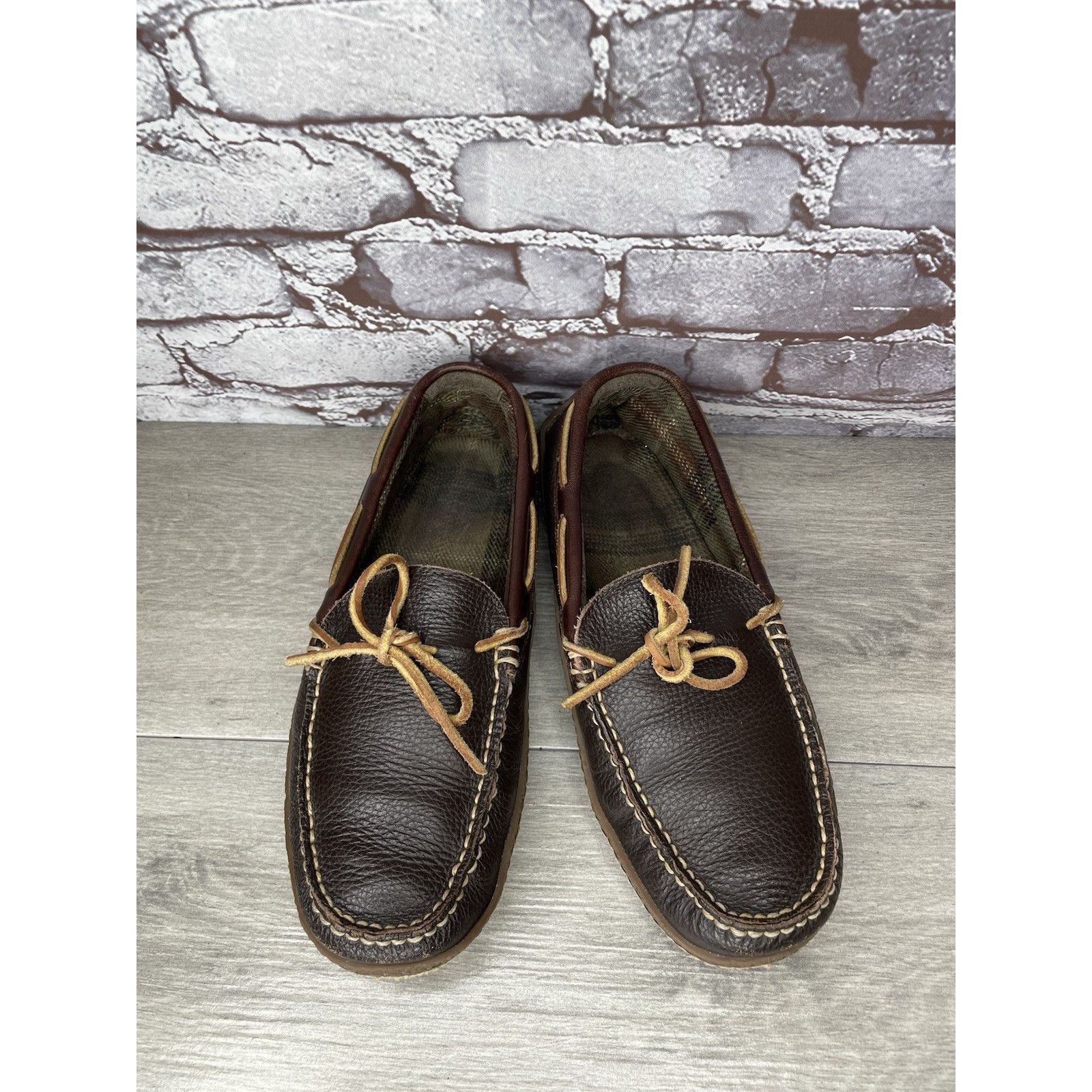 L.L. Bean L.L. Bean Pebble Brown Leather Moccasin Slip On Loafers Shoe Size US 10 / EU 43 - 2 Thumbnail