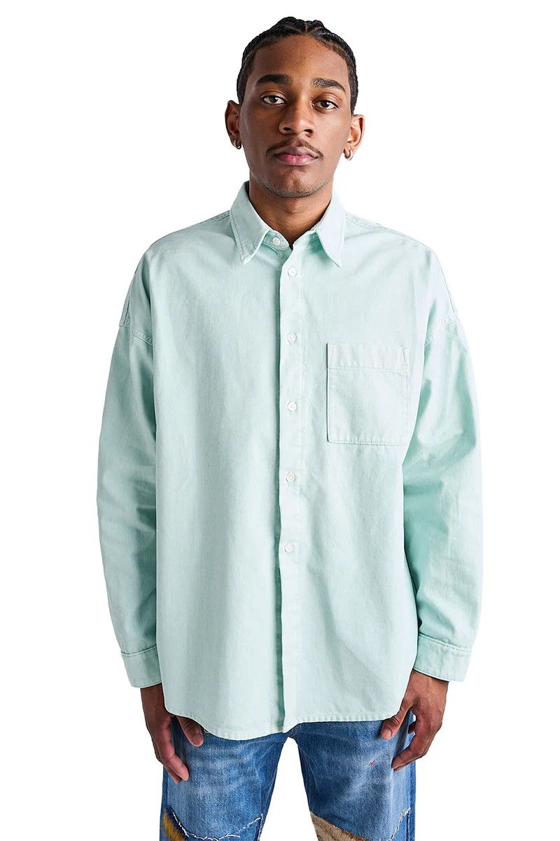 Marni (CLEAN OUT) Marni Flocked Denim Overshirt 'Aquamarine' XL Size US XL / EU 56 / 4 - 2 Thumbnail