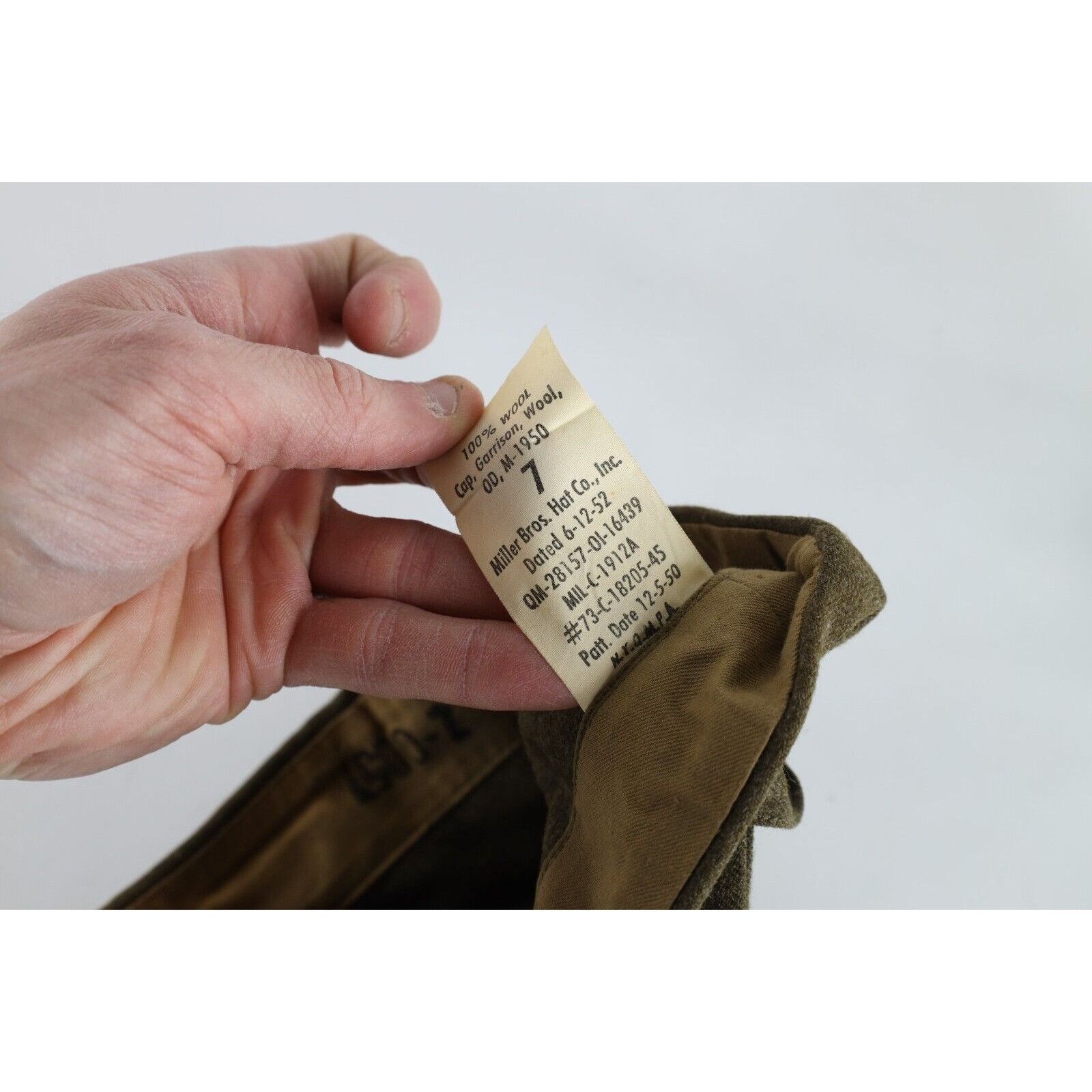 Vintage Vintage 50s 1952 Korean War OD M-1950 Wool Garrison Cap Hat Size ONE SIZE - 6 Thumbnail