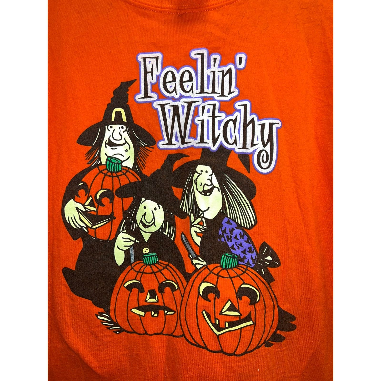 Vintage Vintage Womens Halloween Shirt Feeling Witchy Orange Tee XL Size XL / US 12-14 / IT 48-50 - 3 Thumbnail