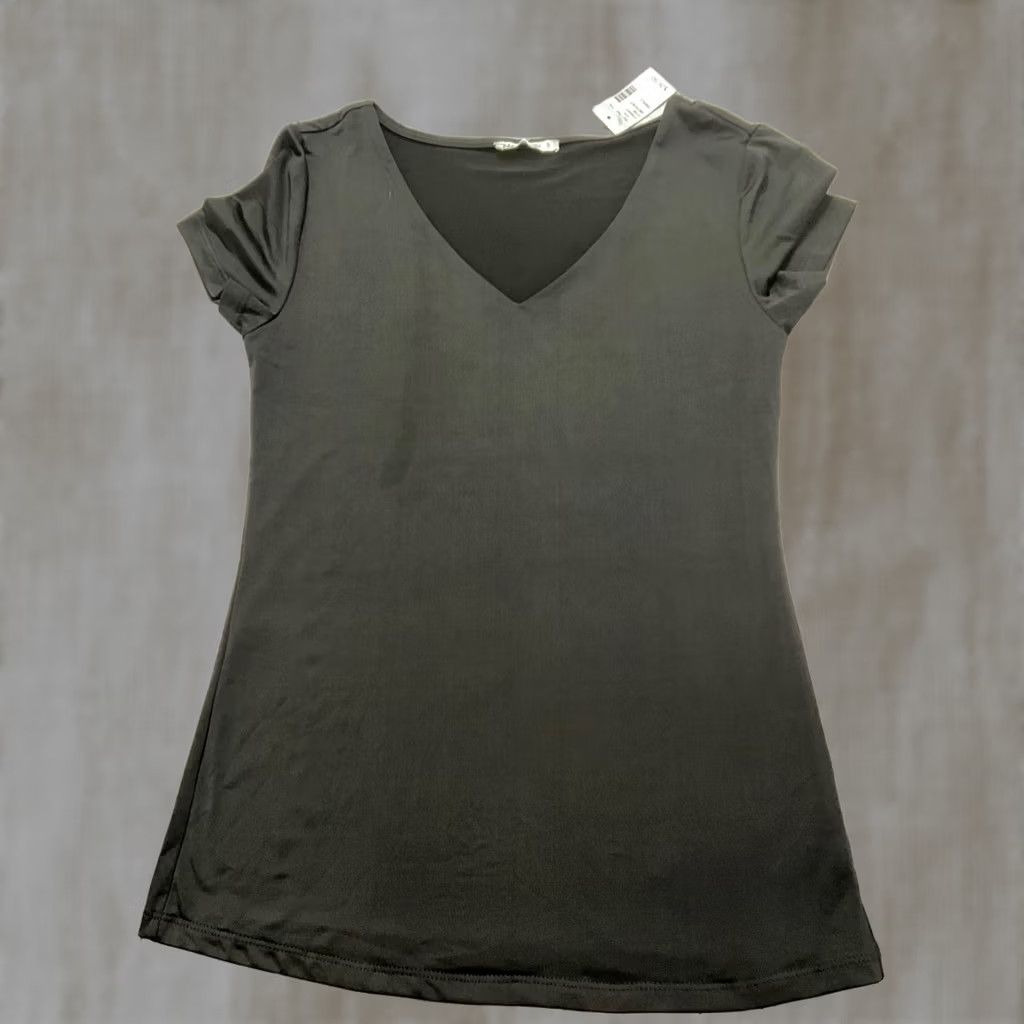 Vintage EDGELY Blouse Top V-Neck Short Sleeve Pullover Black S NWT Womens Shirt Casual Spring Summer Regular Fit Size S / US 4 / IT 40 - 1 Thumbnail