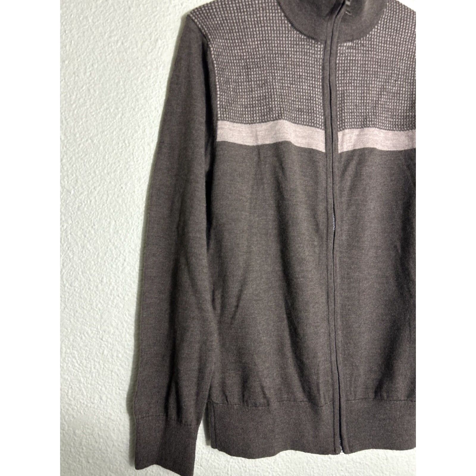 Banana Republic Banana Republic Sweater Men Full Zip Knit Wool Acrylic Blend Mock Neck Long Sleeve Brown M Regular Fall Winter 21” 27” Golf Walking Size US M / EU 48-50 / 2 - 2 Thumbnail
