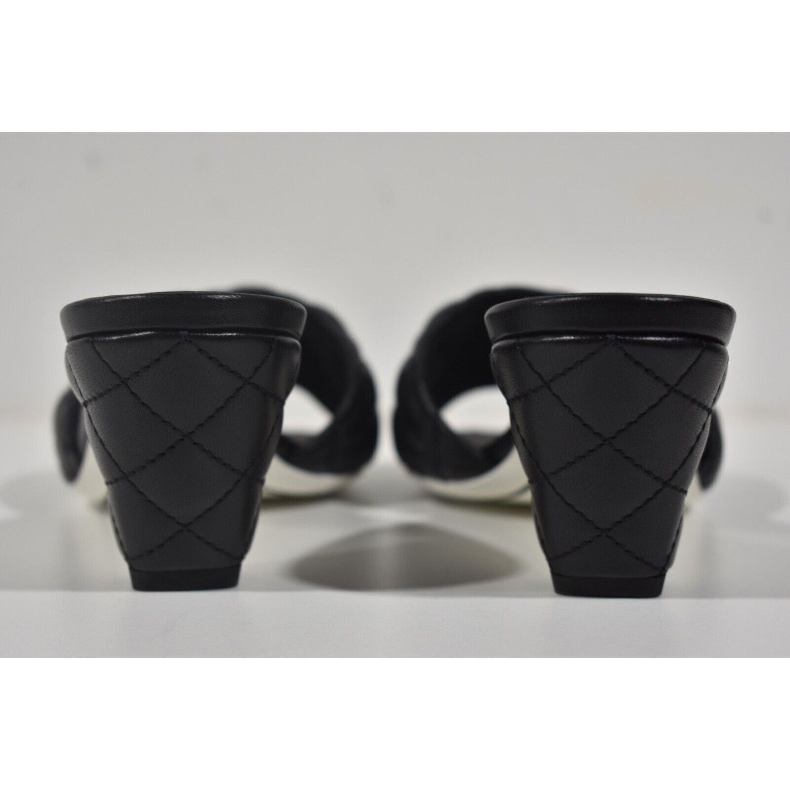 Chanel REV Quilted CC Logo Cone Heel Mule Slide Sandal 37.5 Size US 7.5 / IT 37.5 - 10 Thumbnail