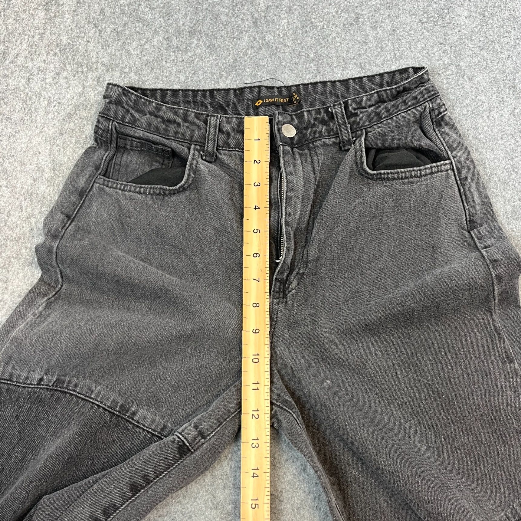 Vintage I Saw It First Womens Jeans Relaxed Baggy Straight W28 L32 Grey High Waist Denim 5-Pocket Shirt Womens Jeans England UK8 Vintage No Pattern Jeans Size 30" / US 8 / IT 44 - 6 Thumbnail