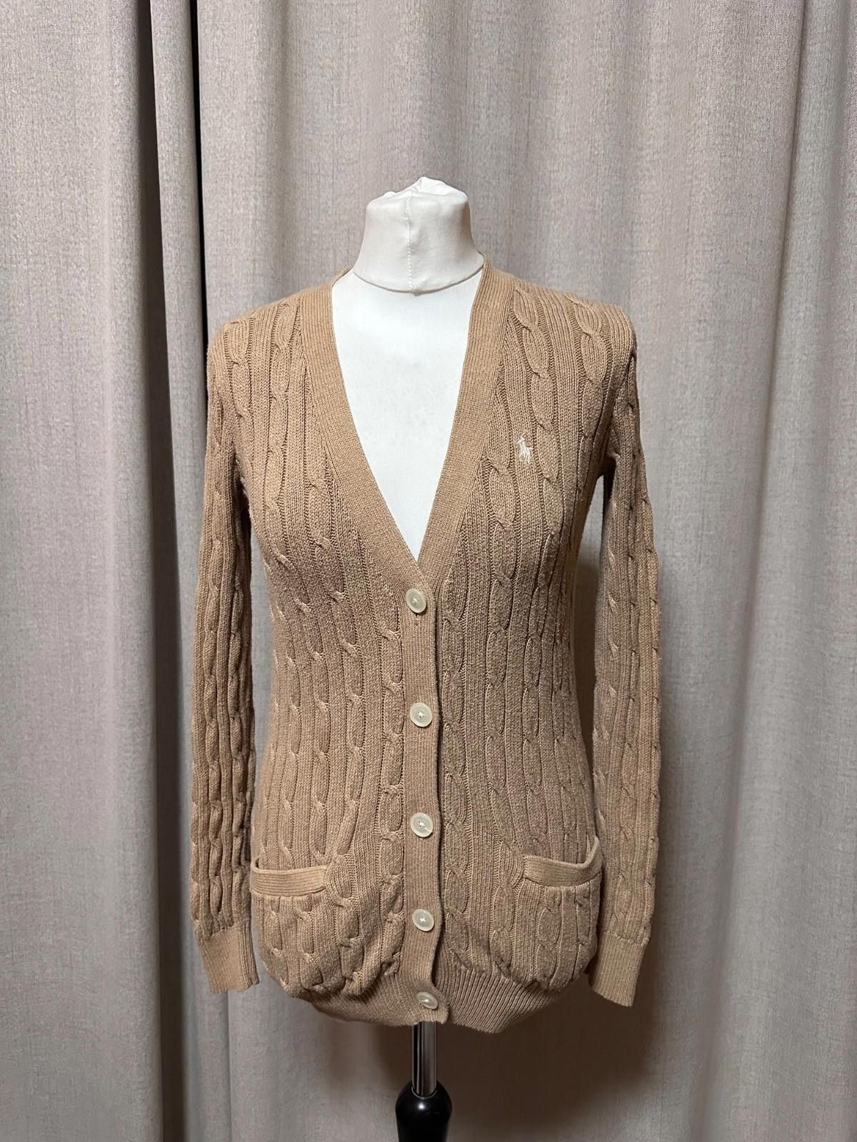 Polo Ralph Lauren Ralph Lauren Polo Camel Brown Cotton Cable Knit Cardigan XS Size XS / US 0-2 / IT 36-38 - 1 Thumbnail