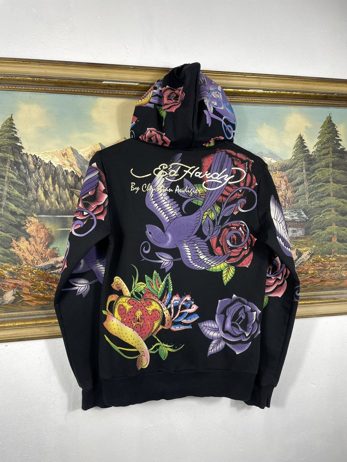 Christian Audigier Ed Hardy Retro 00s Hoodie With Crystals Affliction Grunge Size S / US 4 / IT 40 - 8 Thumbnail