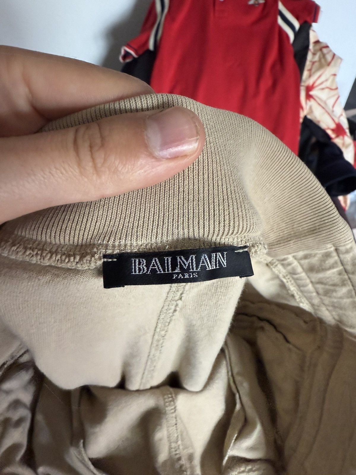 Balmain Beige Biker Joggers with Zip Pockets and Ribbed Panels Size US 32 / EU 48 - 11 Thumbnail