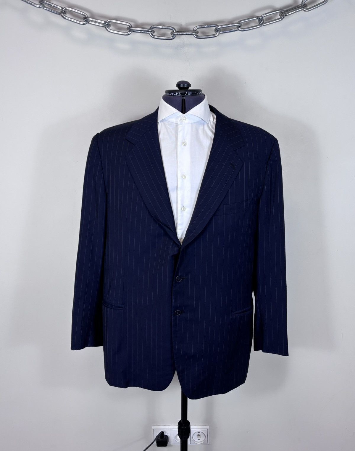 Holland & Sherry Holland & Sherry Men’s 2-Piece Navy Blue Pinstripe Wool Suit Size 52R - 2 Thumbnail