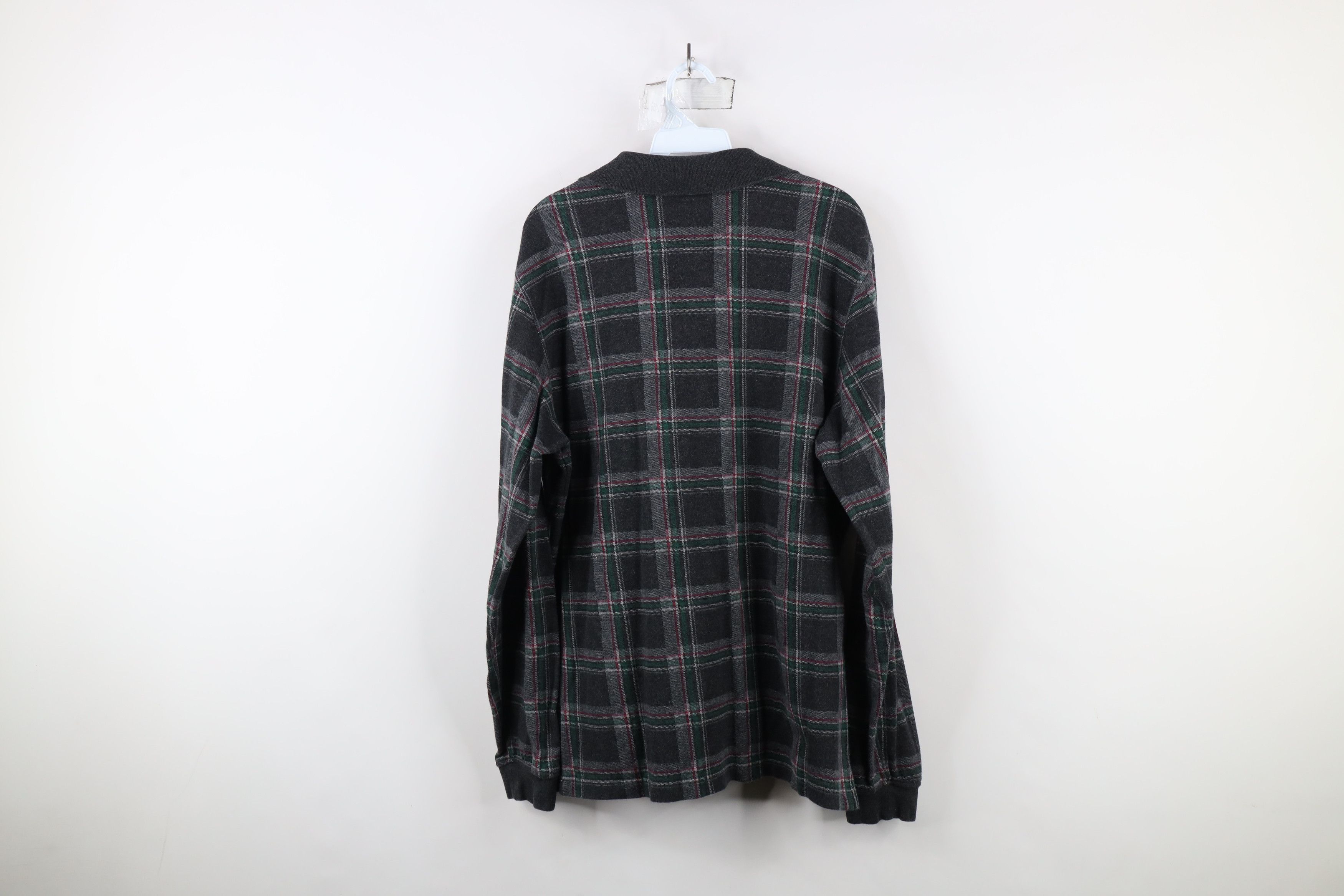 Lands' End × Vintage Vintage 90s Lands End Long Sleeve Rugby Polo Shirt Plaid Size US L / EU 52-54 / 3 - 7 Thumbnail