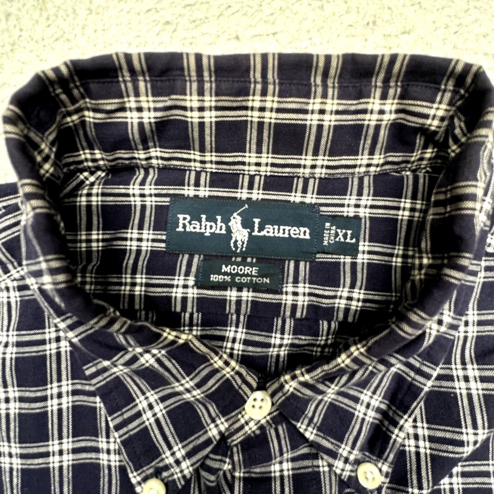 Ralph Lauren Ralph Lauren Moore Plaid Button-Down Long Sleeve Shirt Mens XL Navy White Size US XL / EU 56 / 4 - 3 Thumbnail