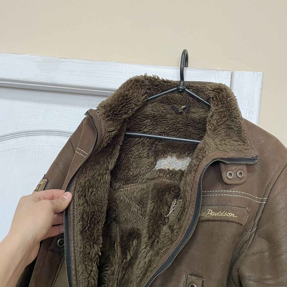Harley Davidson × Vintage 90s brown Vintage Harley Davidson Jacket bomber ma1 avia fly Size US M / EU 48-50 / 2 - 8 Thumbnail