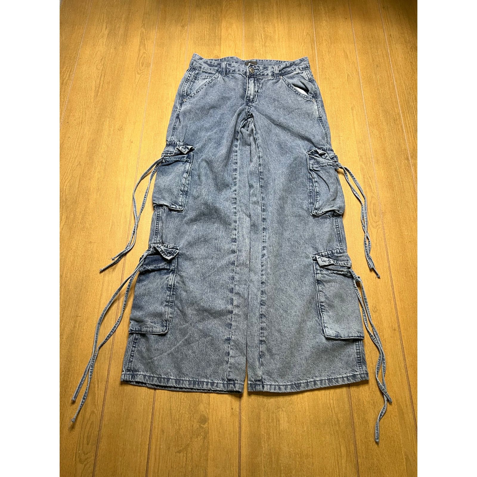 Vintage Simple Society Womens Cargo Jeans Wide Leg Y2K Baggy 5/27 Size 27" / US 4 / IT 40 - 11 Thumbnail