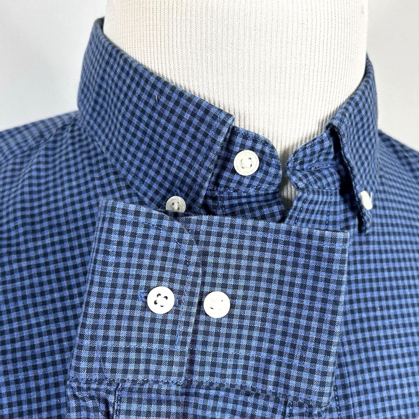Vintage Peter Manning Small Casual Button Down Shirt Blue Plaid 100% Cotton Mens Short Sleeve? Size US S / EU 44-46 / 1 - 4 Thumbnail