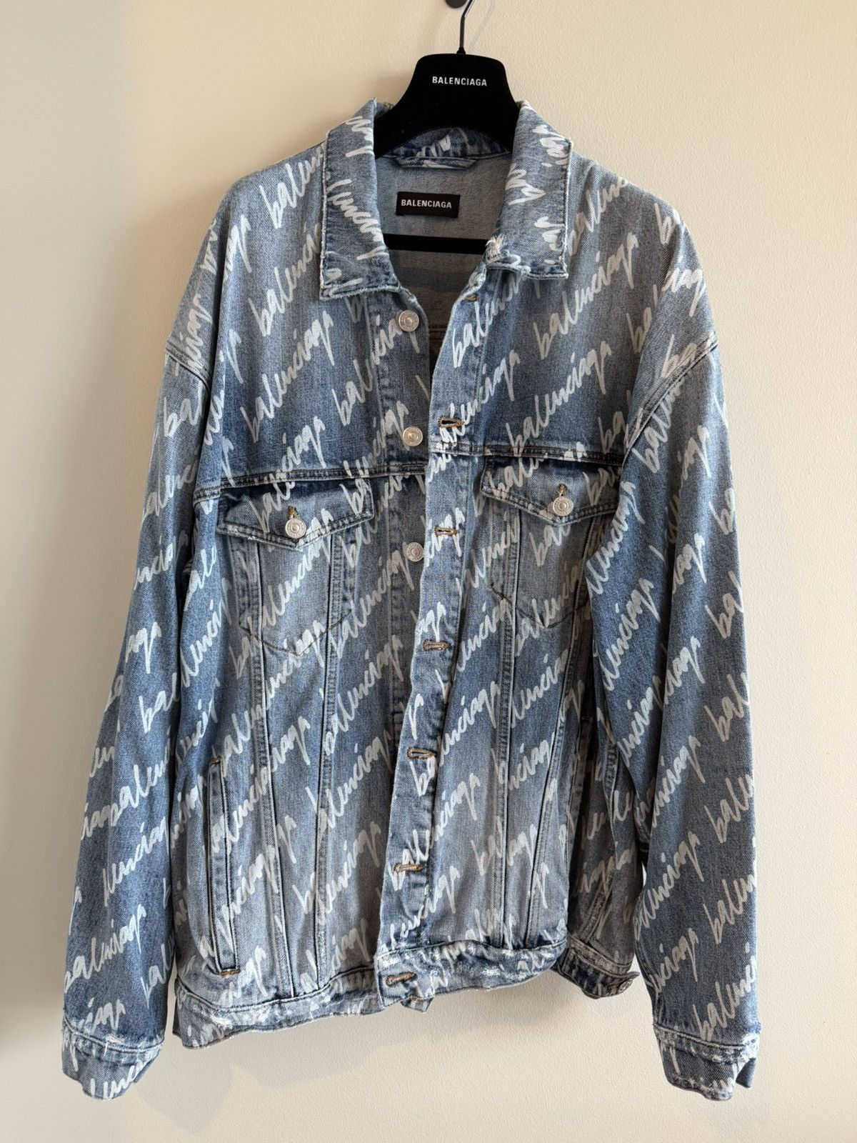 Balenciaga Balenciaga All Over Logo Denim Jacket Size US M / EU 48-50 / 2 - 1 Thumbnail