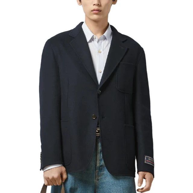 Gucci o1loc1c0326 770082 Lightweight Wool Jacket With Web Label Size US M / EU 48-50 / 2 - 2 Thumbnail