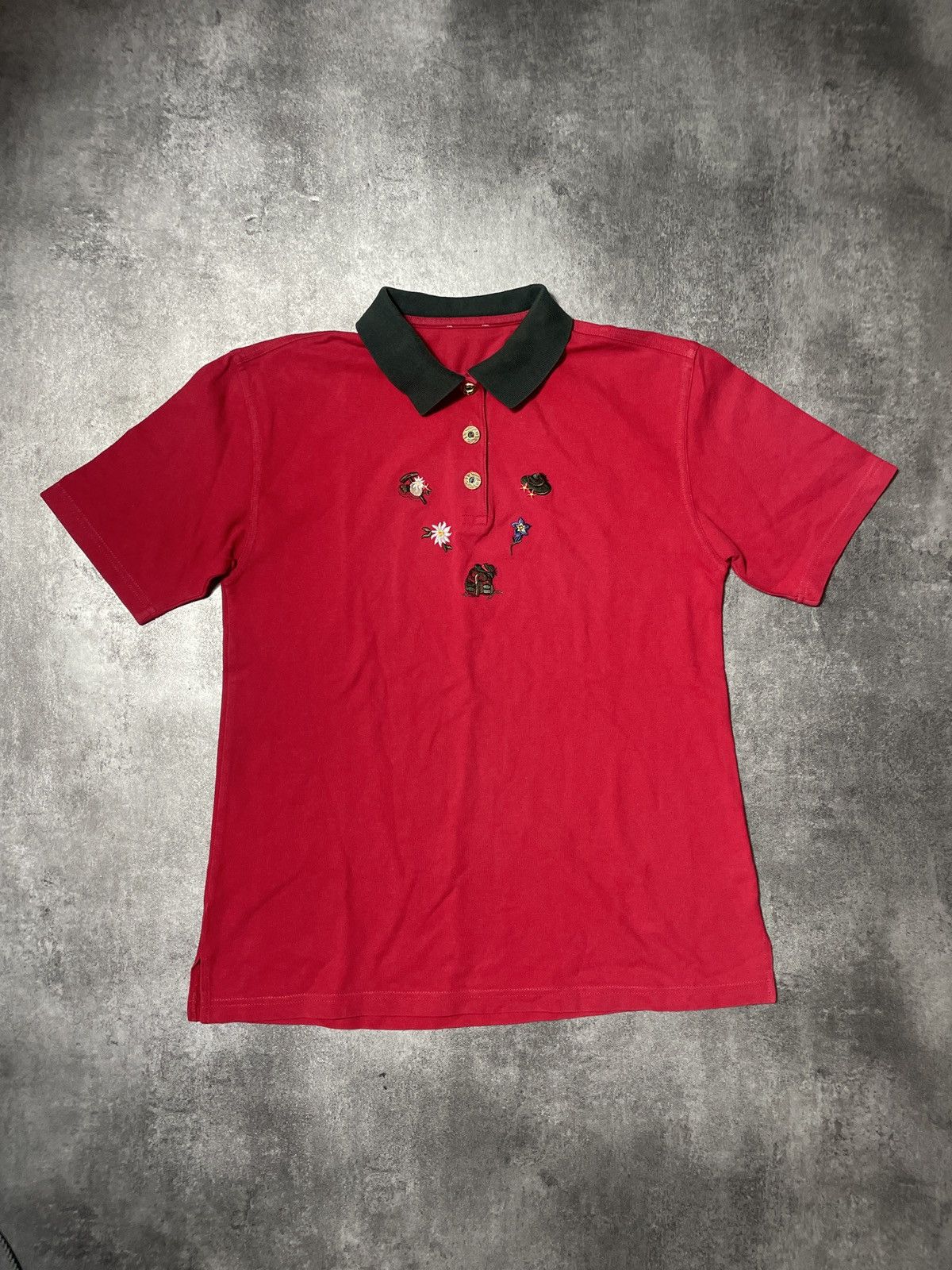 Vintage 🔥Offers🔥Vintage 90s Polo Tee Embroidered Flowers Boho Size US M / EU 48-50 / 2 - 1 Thumbnail