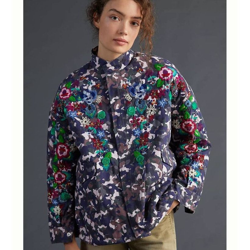 Vilagallo Vilagallo Oversized Embroidered Camo Sequin Jacket Size M / US 6-8 / IT 42-44 - 2 Thumbnail