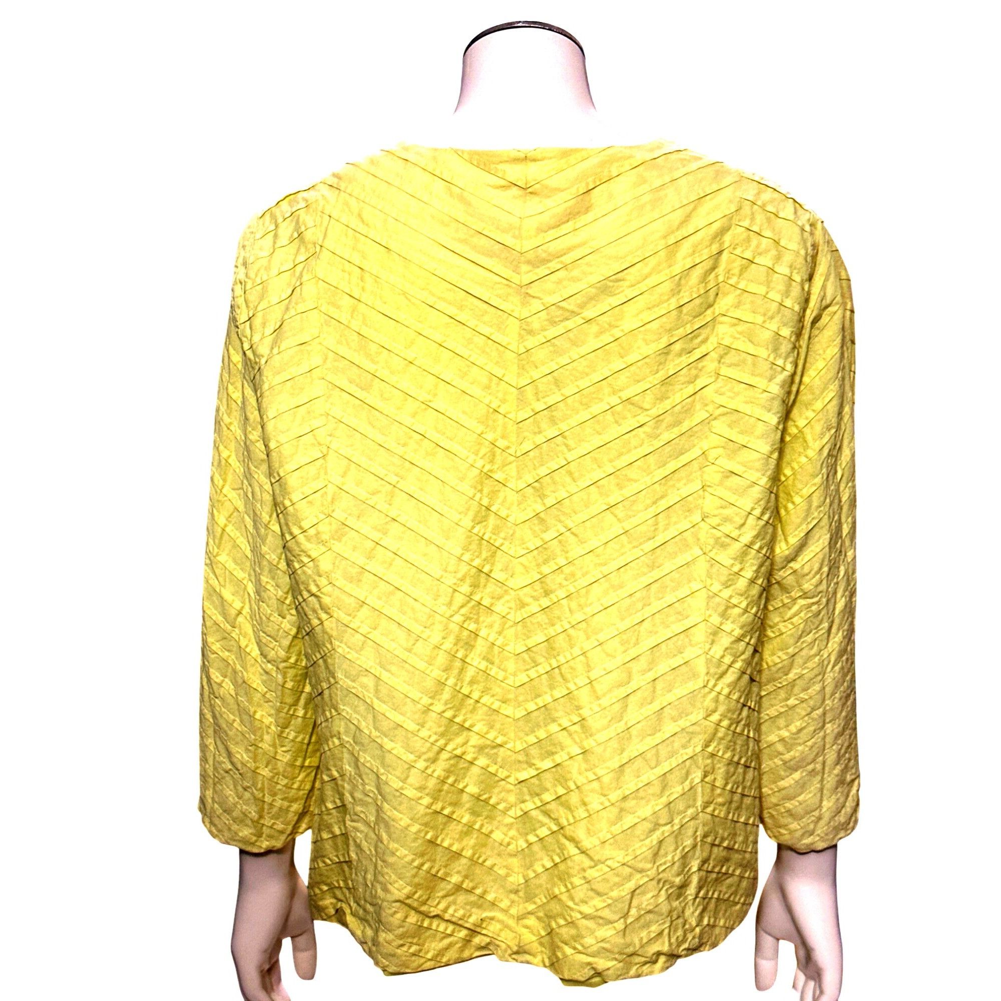 Chicos Chicos Yellow Textured Open Front Jacket Cotton Polyester Li Size XS / US 0-2 / IT 36-38 - 3 Thumbnail