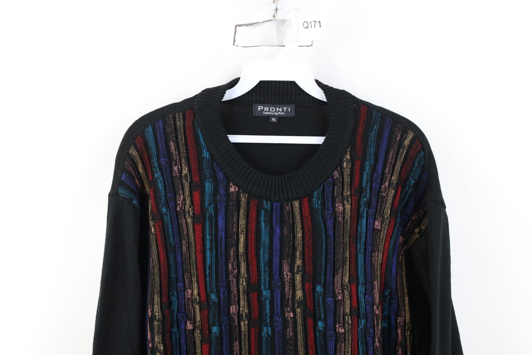 Vintage Vintage 90s Coogi Style Rainbow Knit Crewneck Sweater Size US XL / EU 56 / 4 - 2 Thumbnail