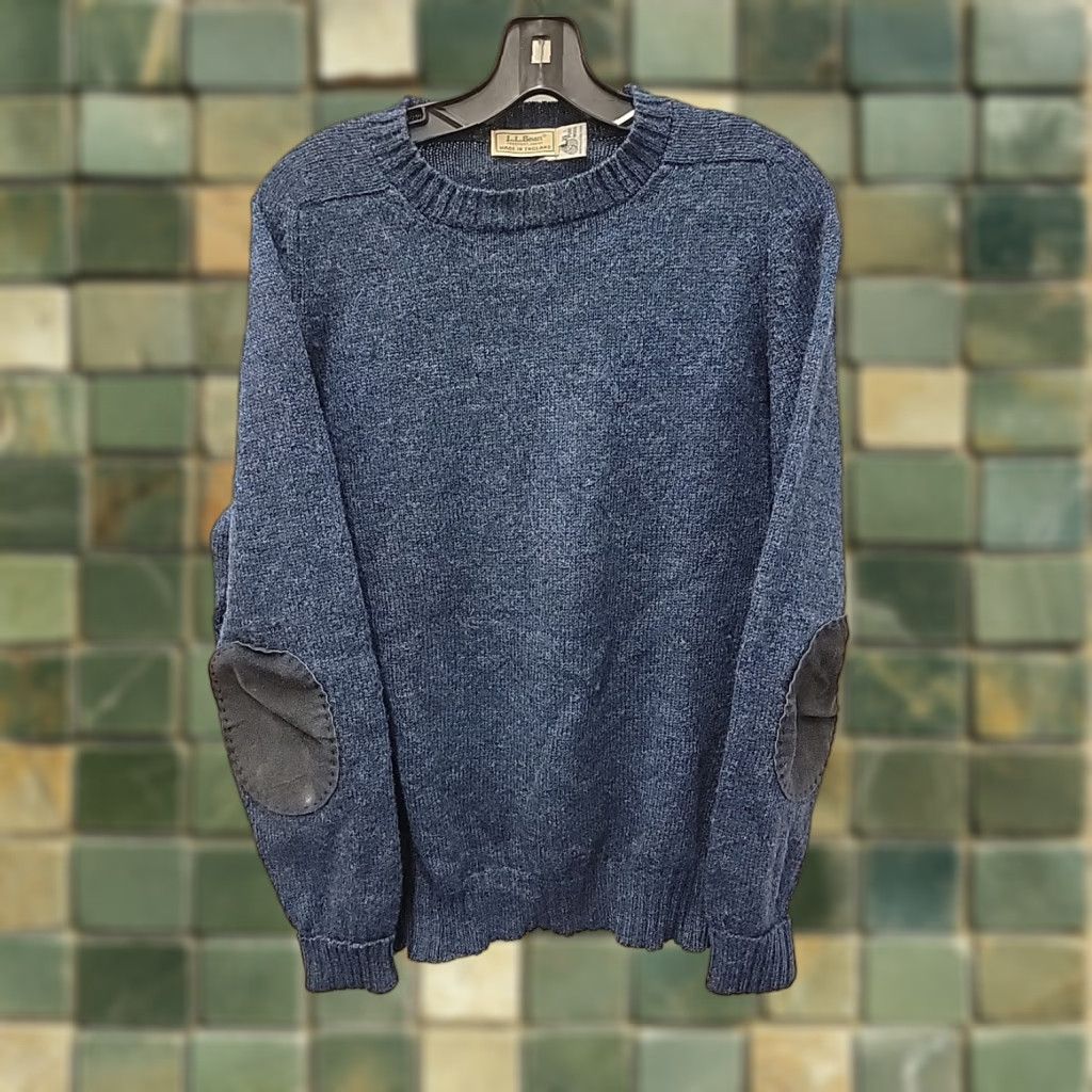 Vintage VINTAGE L.L.Bean Mens Sweater Wool Crew Neck M Blue Elbow Patches Pullover Knit 100% Wool TACK Size US M / EU 48-50 / 2 - 1 Thumbnail