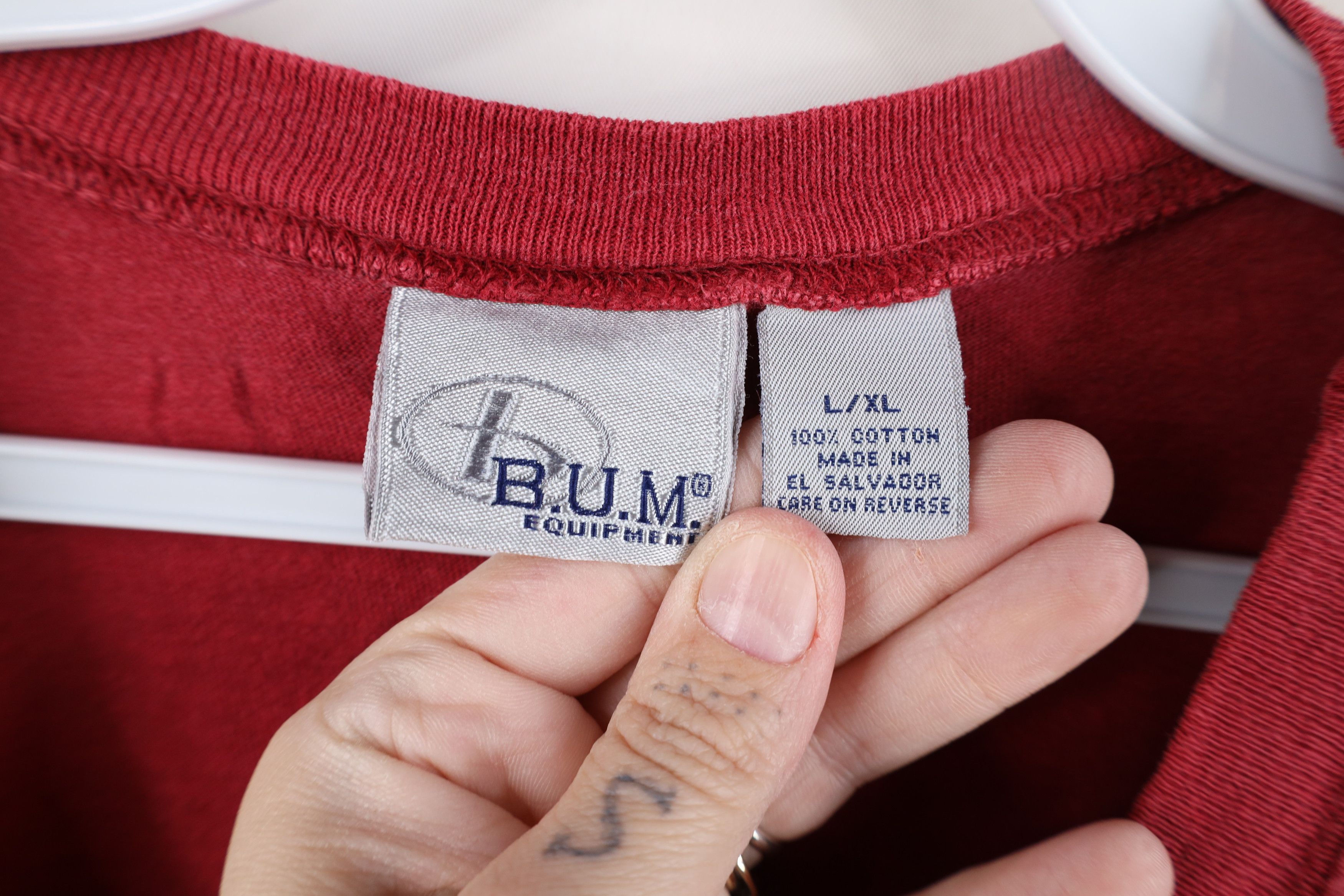 Vintage Vintage 90s Bum Equipment Boxy Fit Perfect T-Shirt Red Size L / US 10 / IT 46 - 7 Thumbnail