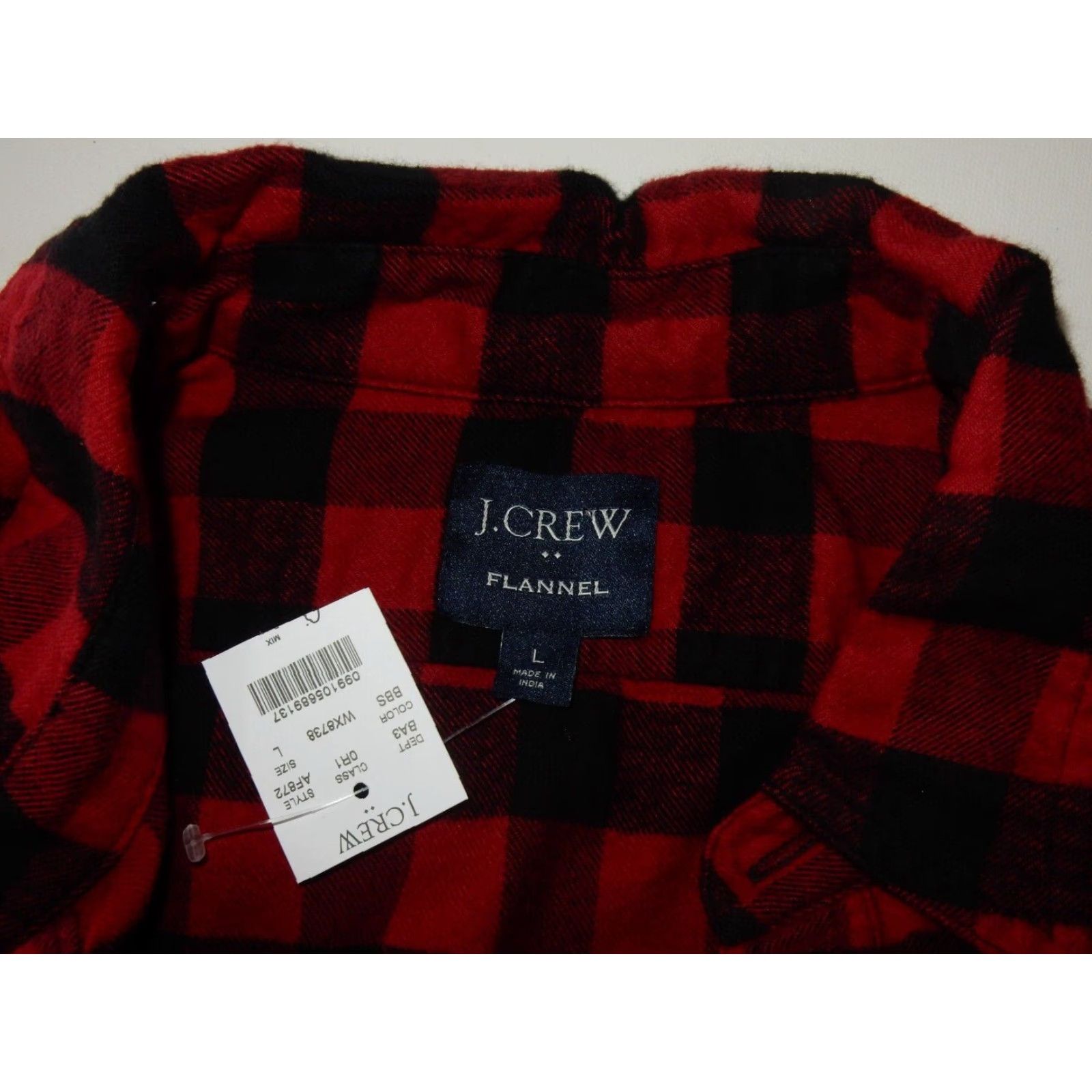 J.Crew VINTAGE J.CREW Men's Flannel Shirt Size L Long Sleeve Plaid Cotton Red-Black 90s Size US L / EU 52-54 / 3 - 4 Thumbnail