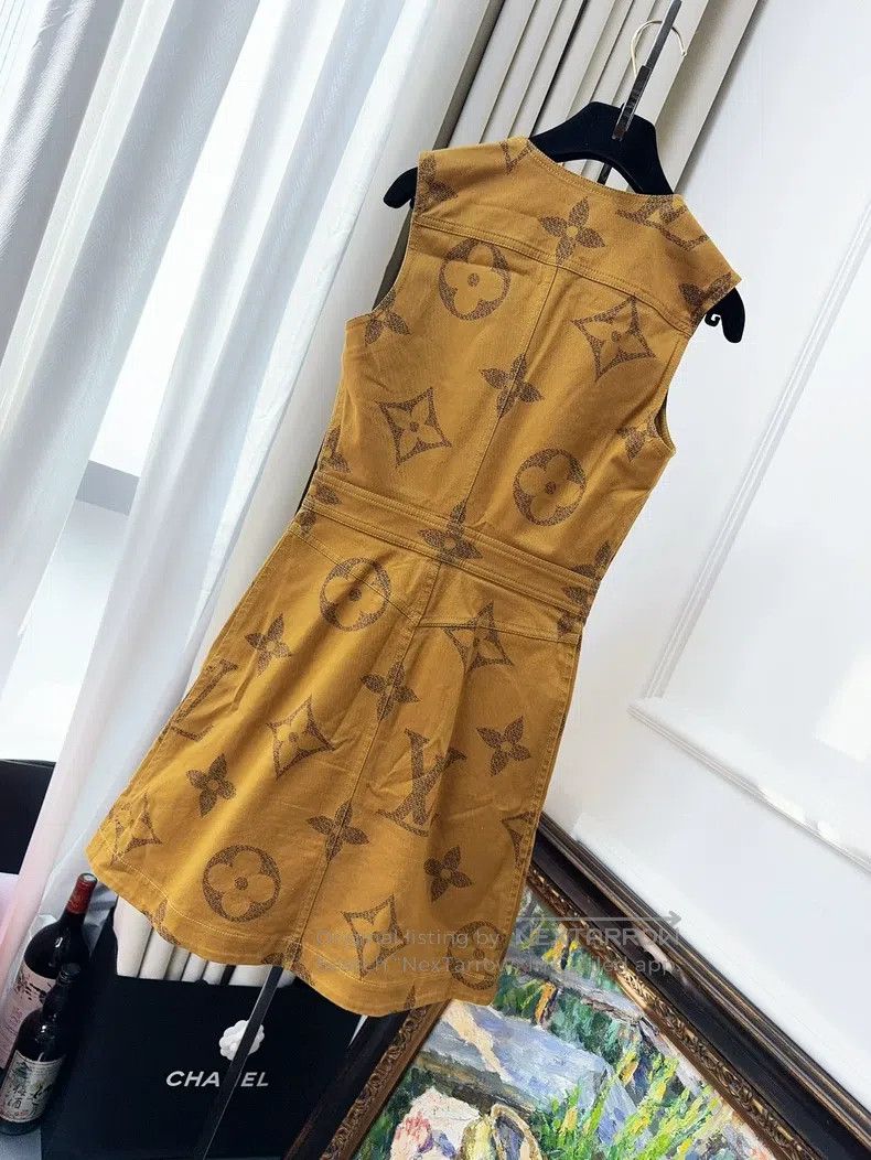 Louis Vuitton Louis Vuitton Sleeveless dress with full logo in brown pri Size XXS / US 00 / IT 34 - 2 Thumbnail