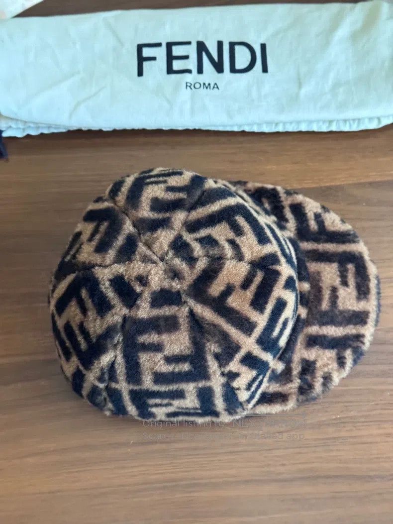 Fendi Fendi size M Double F Monogram Wool Knit Cap, Brown Full Pr Size ONE SIZE - 5 Thumbnail