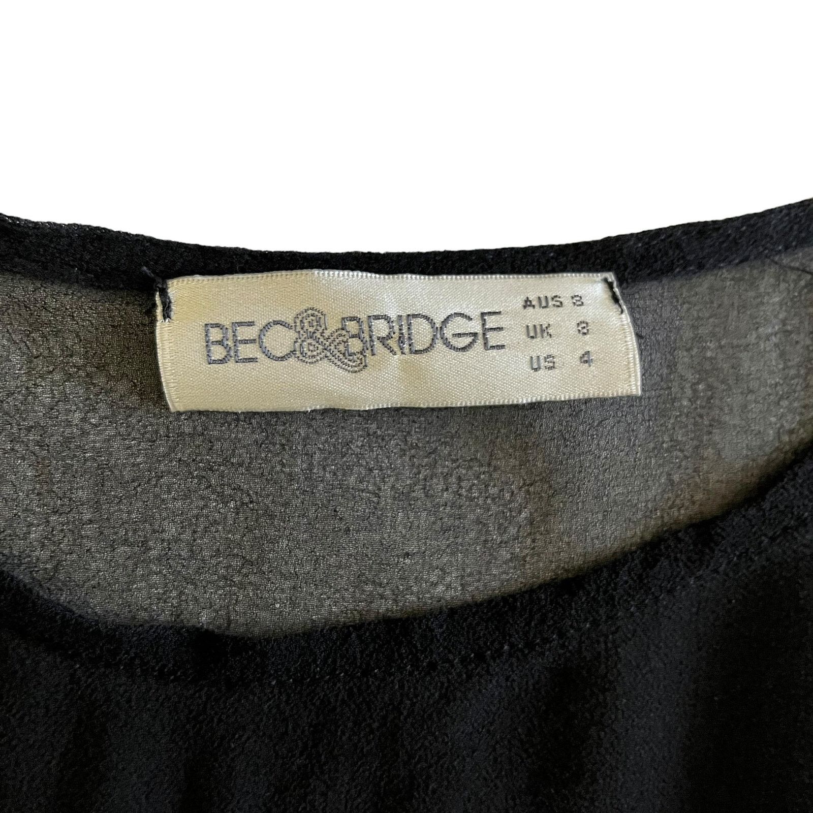 BEC + BRIDGE Bec & Bridge Black Silk Sencha Embellished Tee Blouse Size S / US 4 / IT 40 - 5 Thumbnail