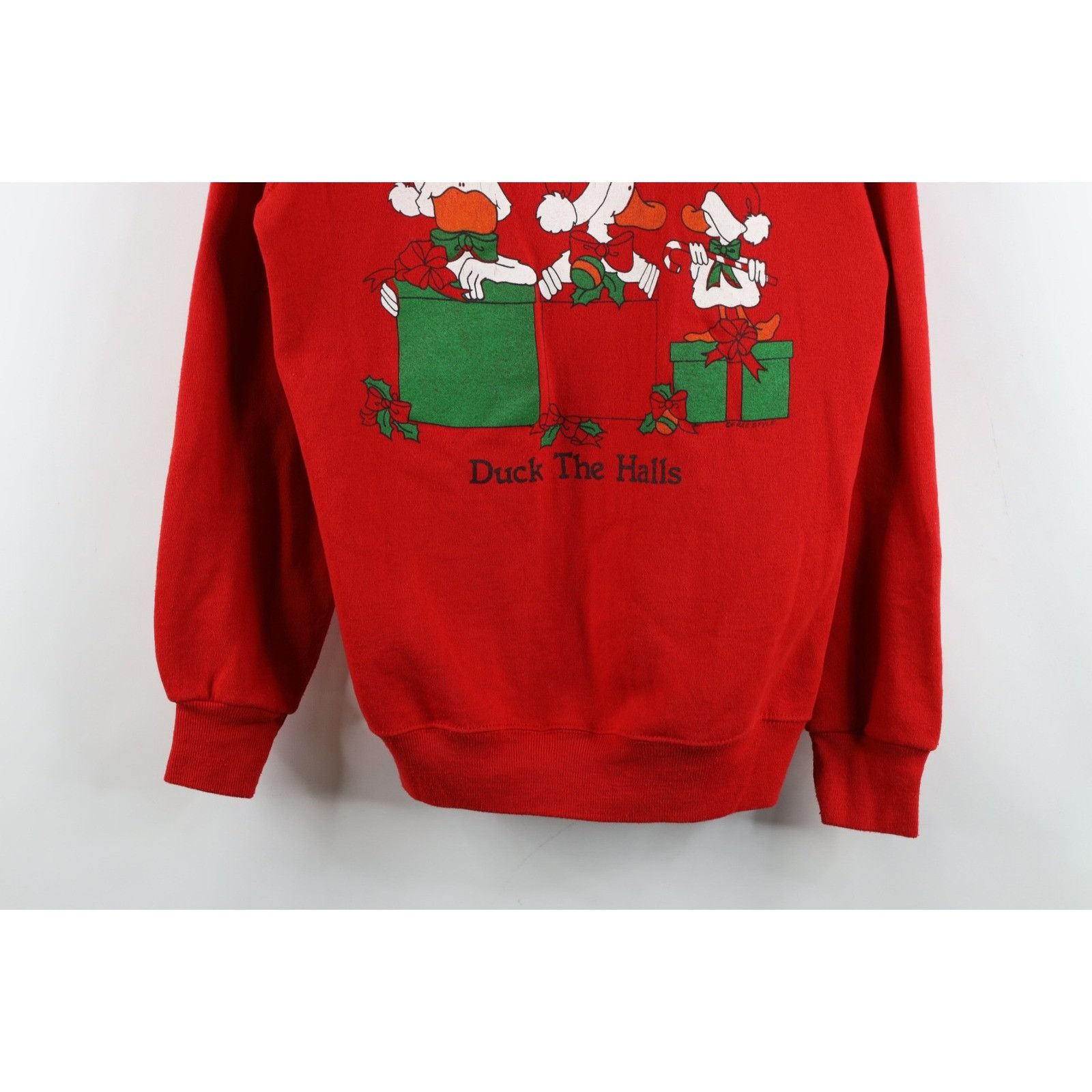 Vintage Vintage 80s Faded Christmas Duck the Halls Sweatshirt Size M / US 6-8 / IT 42-44 - 3 Thumbnail