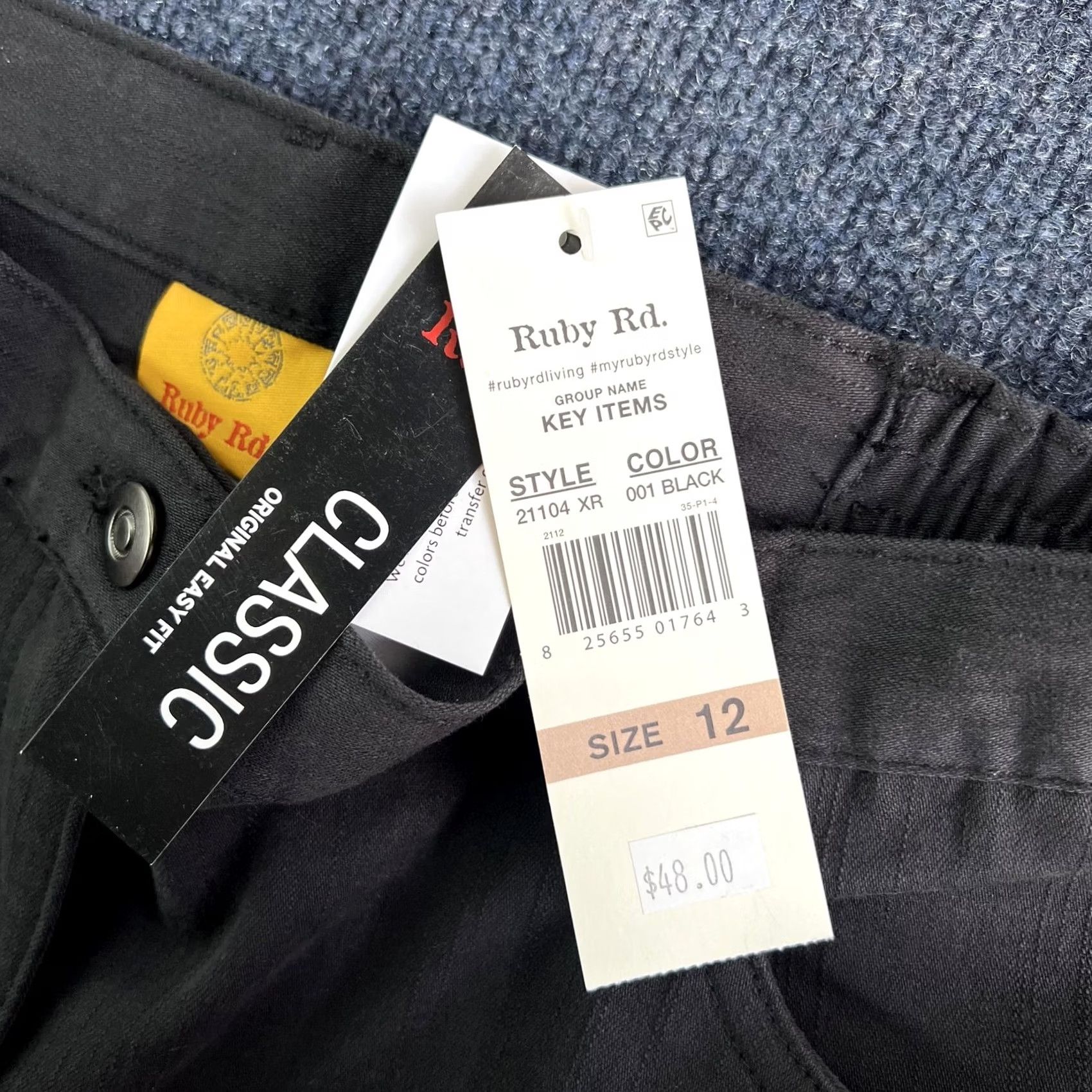 Vintage Ruby Rd Jeans Womens 12 Black High Rise Straight Classic Stretch Denim Pants Size 34" / US 12 / IT 48 - 4 Thumbnail