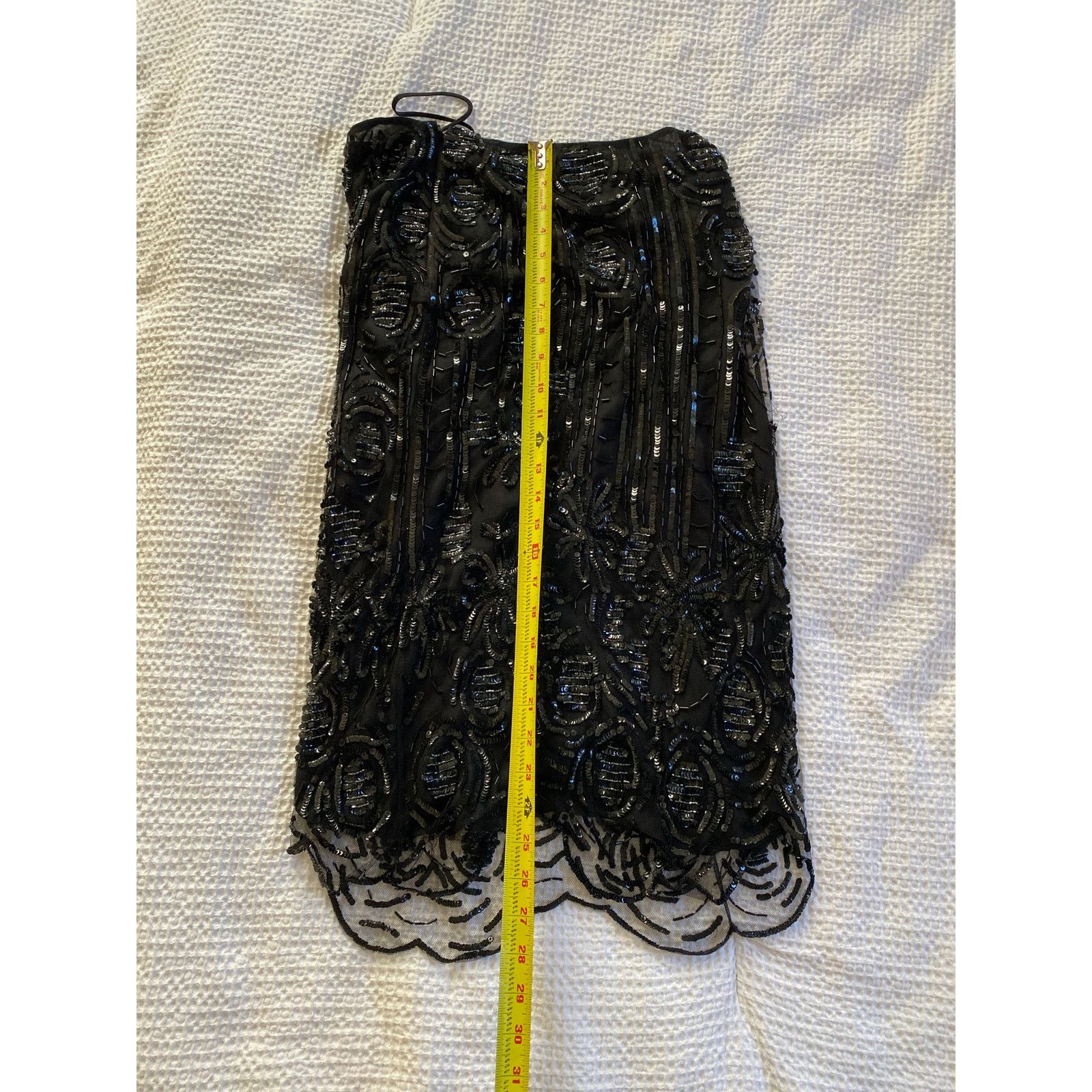 RALPH LAUREN Black Label black mesh & sequin evening midi