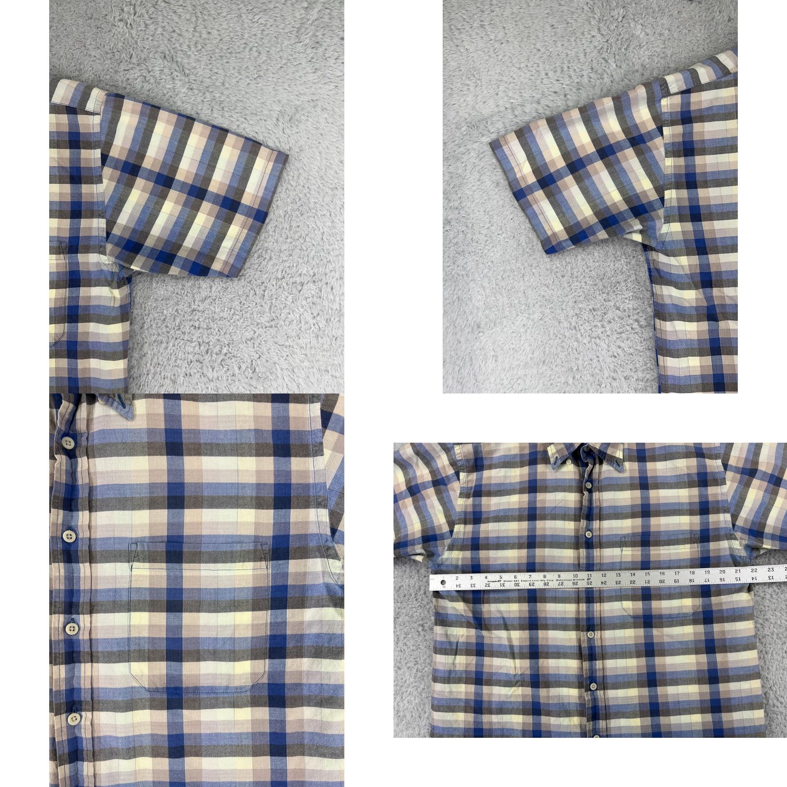 Pendleton Pendleton Shirt Mens Large Blue Yellow Plaid Button-Up Short Sleeve 100% Cotton Vintage No Size US L / EU 52-54 / 3 - 8 Thumbnail