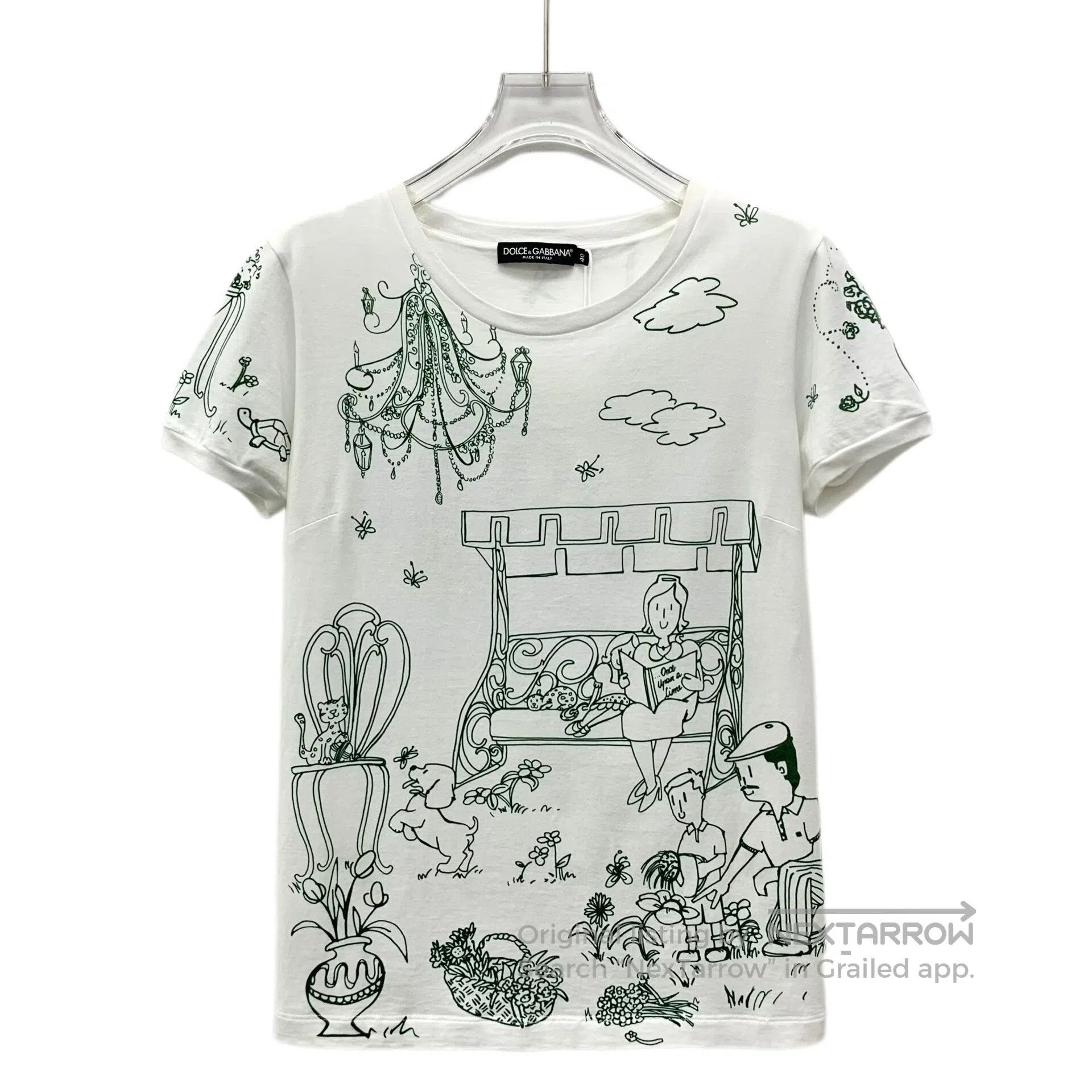 Dolce & Gabbana Dolce Gabbana White cartoon doodle print cotton round neck Size S / US 4 / IT 40 - 1 Thumbnail